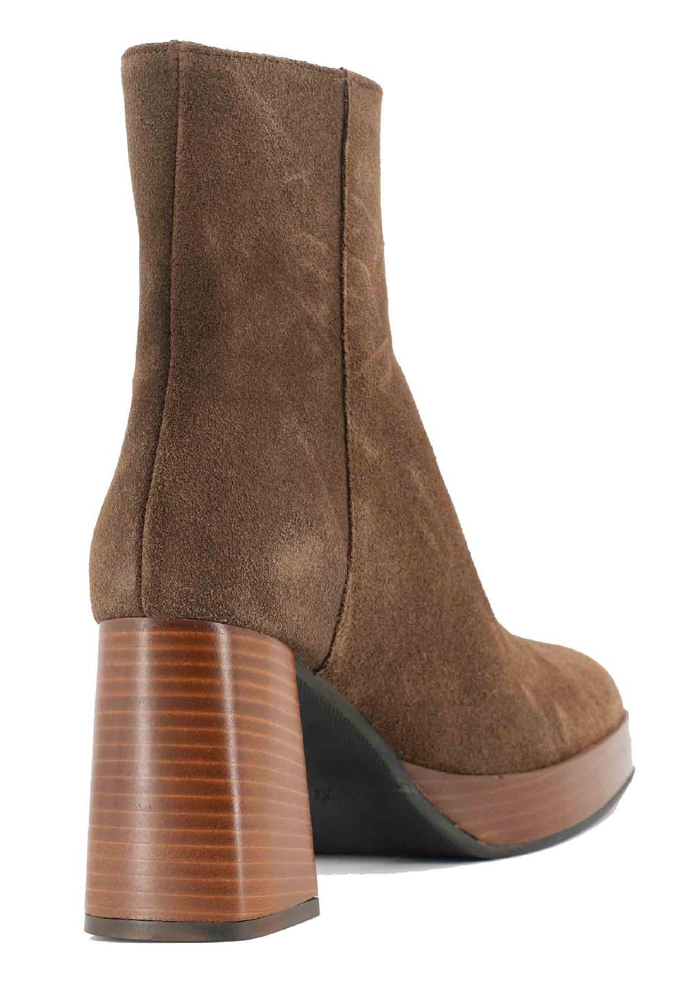 L'ARIANNA Stivaletti TR1665 in crosta marrone con tacco alto e plateau con zip esterna Italia