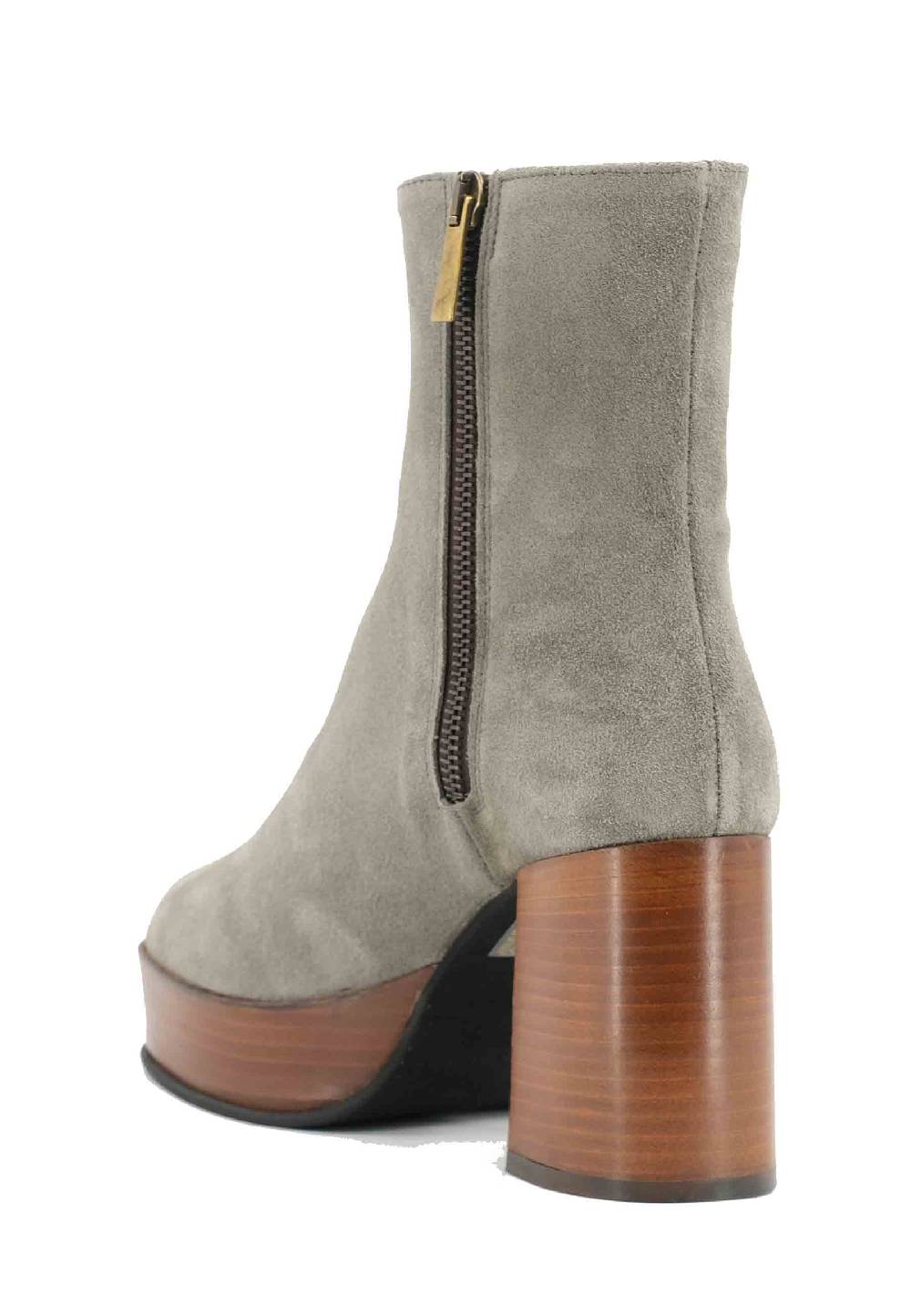 L'ARIANNA Stivaletti TR1556 in camoscio grigio con tacco alto e plateau con zip laterale di chiusura 2025