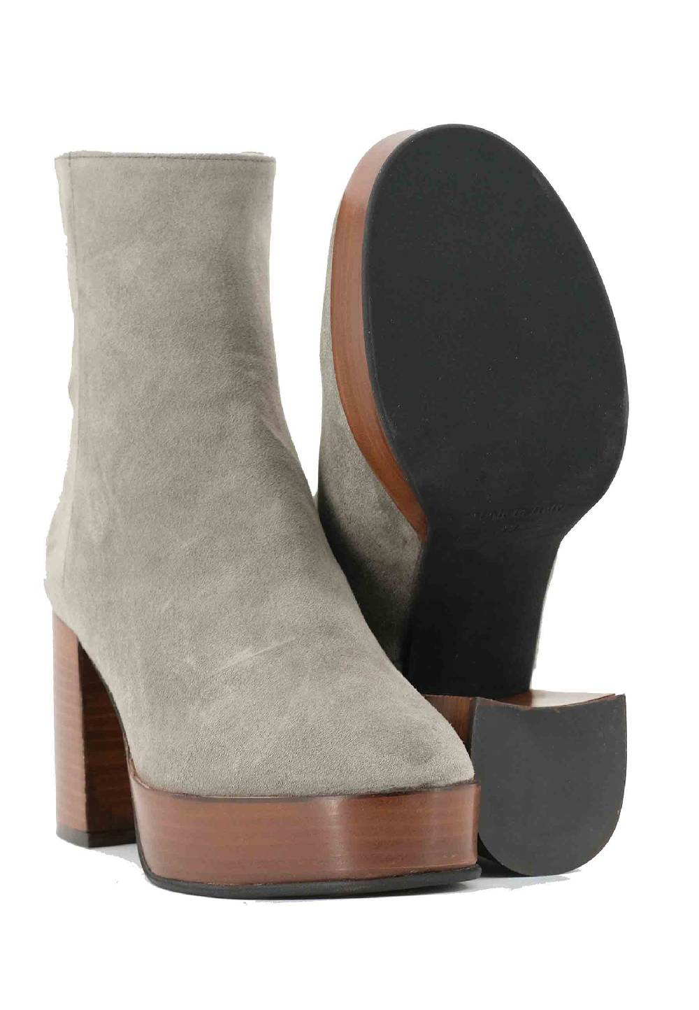 L'ARIANNA Stivaletti TR1556 in camoscio grigio con tacco alto e plateau con zip laterale di chiusura 2025