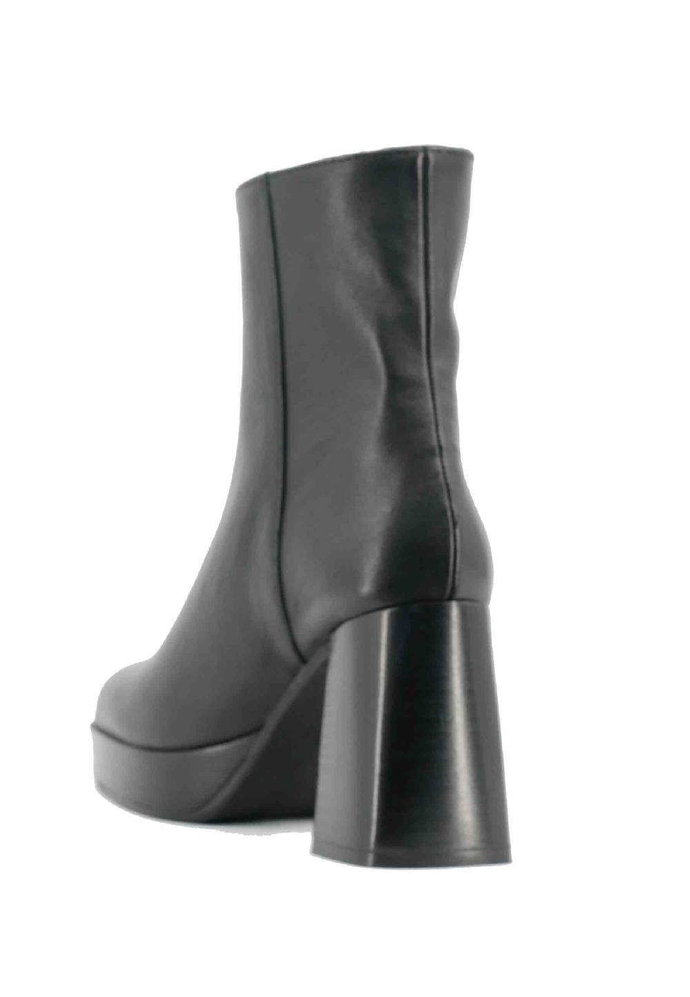 L'ARIANNA Stivaletti TR1665 in pelle nera con tacco alto e plateau con zip esterna Vendita