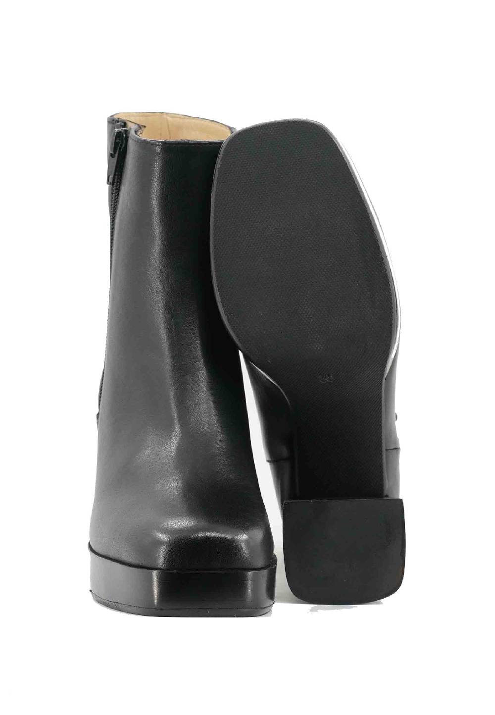 L'ARIANNA Stivaletti TR1665 in pelle nera con tacco alto e plateau con zip esterna Vendita