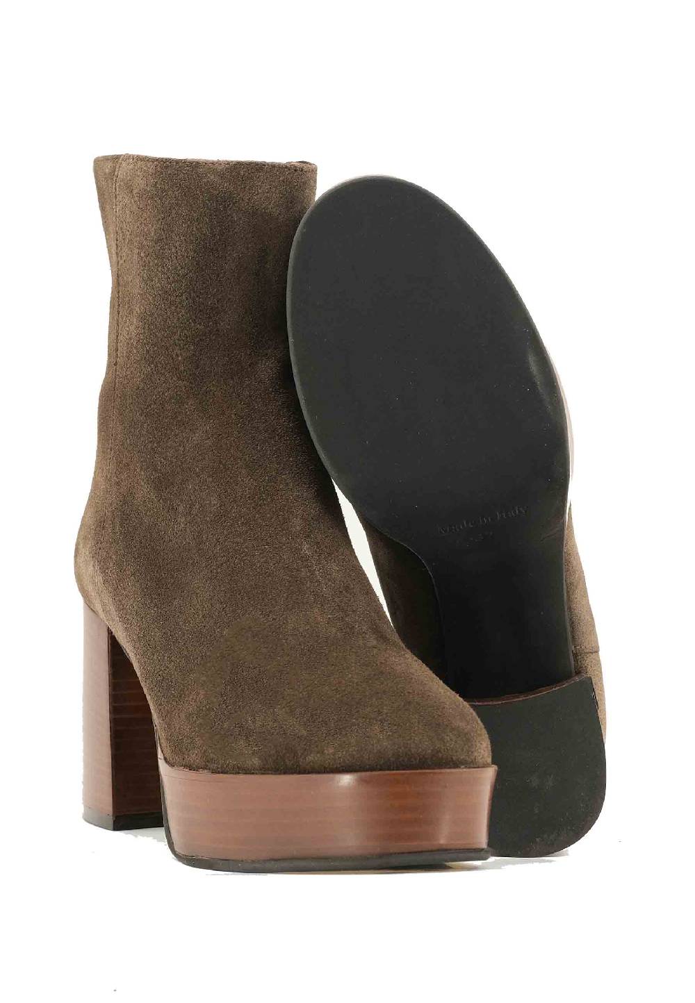 L'ARIANNA Stivaletti TR1556 in camsocio marrone con tacco alto e plateau con zip laterale di chiusura Spedizione Gratuita