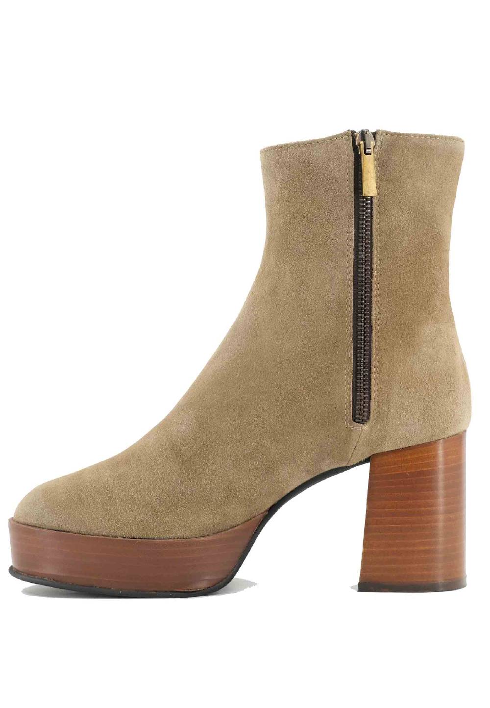 L'ARIANNA Stivaletti TR1556 in camoscio verde con tacco alto e plateau con zip laterale di chiusura Qualità Garantita
