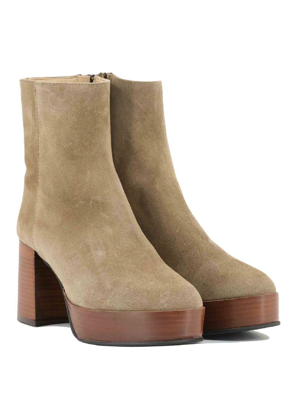L'ARIANNA Stivaletti TR1556 in camoscio verde con tacco alto e plateau con zip laterale di chiusura Qualità Garantita