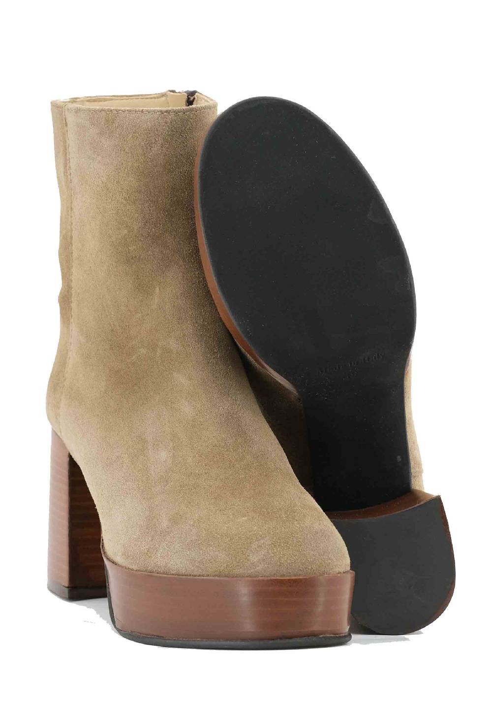 L'ARIANNA Stivaletti TR1556 in camoscio verde con tacco alto e plateau con zip laterale di chiusura Qualità Garantita