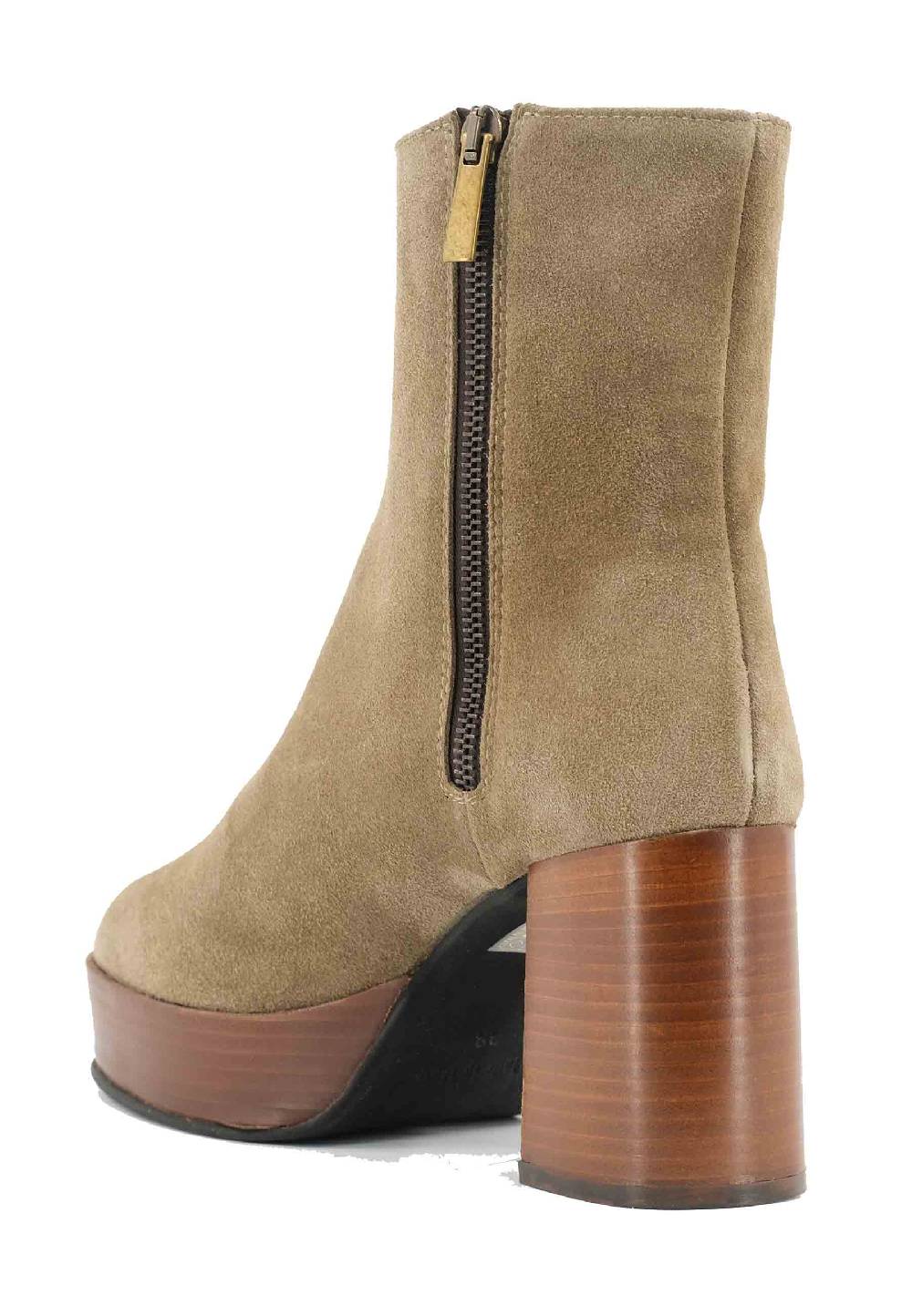 L'ARIANNA Stivaletti TR1556 in camoscio verde con tacco alto e plateau con zip laterale di chiusura Qualità Garantita