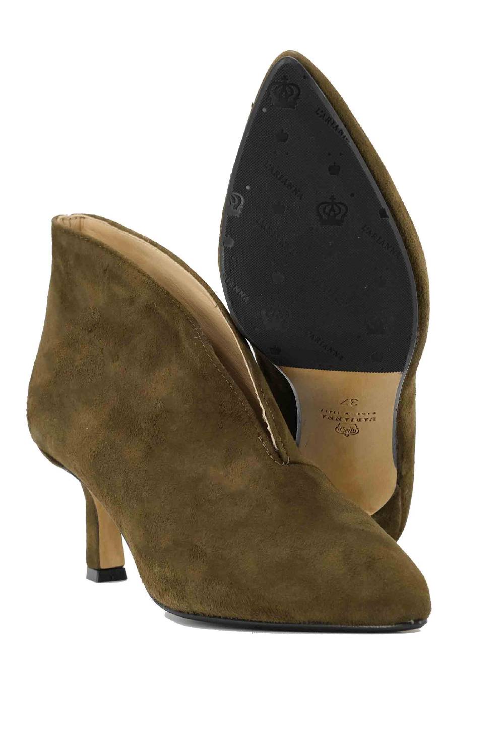 L'ARIANNA Stivaletti TR8006/RT Ankle boot in camoscio verde con tacco basso Acquista Ora