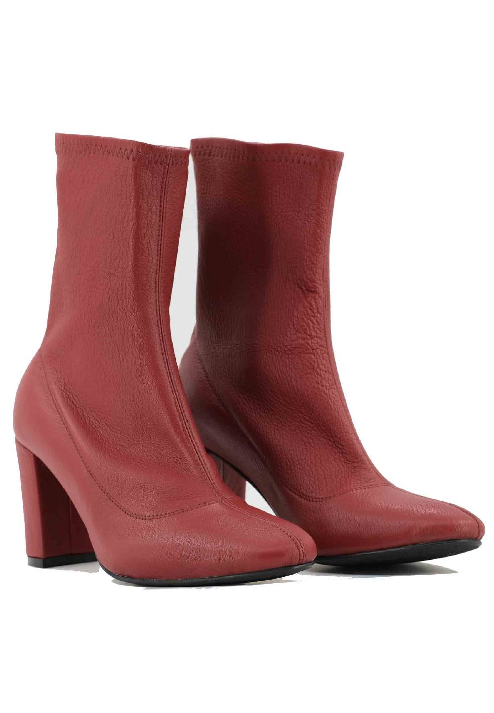 L'ARIANNA Stivaletti EL3002 in elasticizzato rosso con tacco alto Fino Al -60%