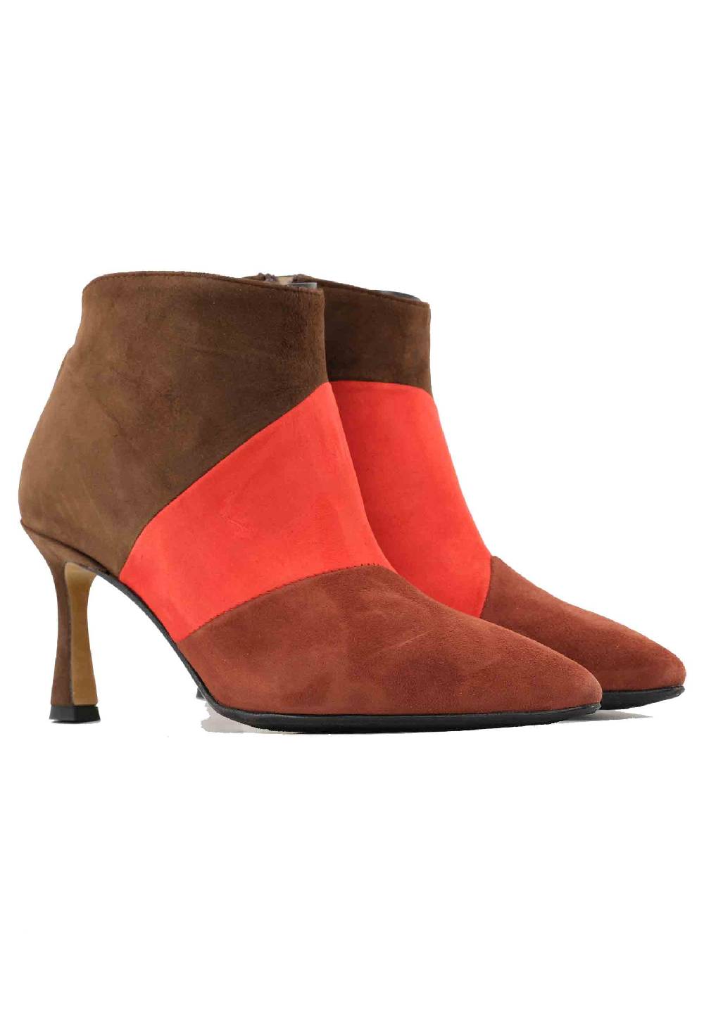 L'ARIANNA Stivaletti TR1672/RT in camoscio mattone con tacco alto Shopping Online