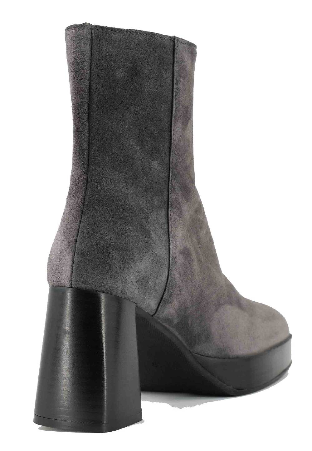 L'ARIANNA Stivaletti TR1665 in camoscio grigio con tacco alto e plateau con zip esterna Fino al 65% di sconto