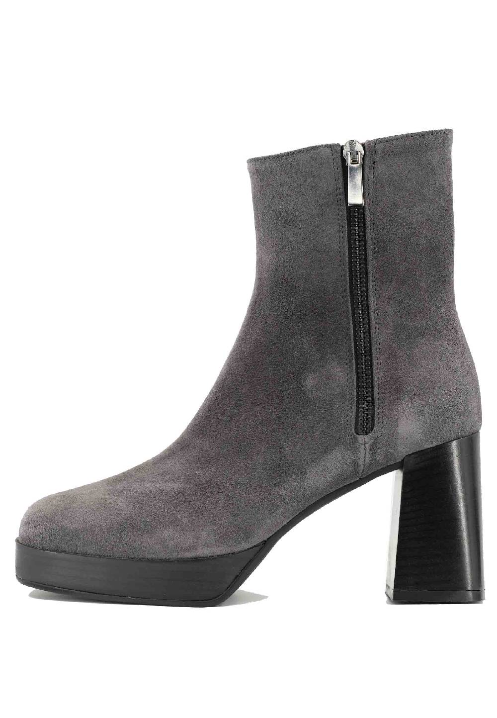 L'ARIANNA Stivaletti TR1665 in camoscio grigio con tacco alto e plateau con zip esterna Fino al 65% di sconto