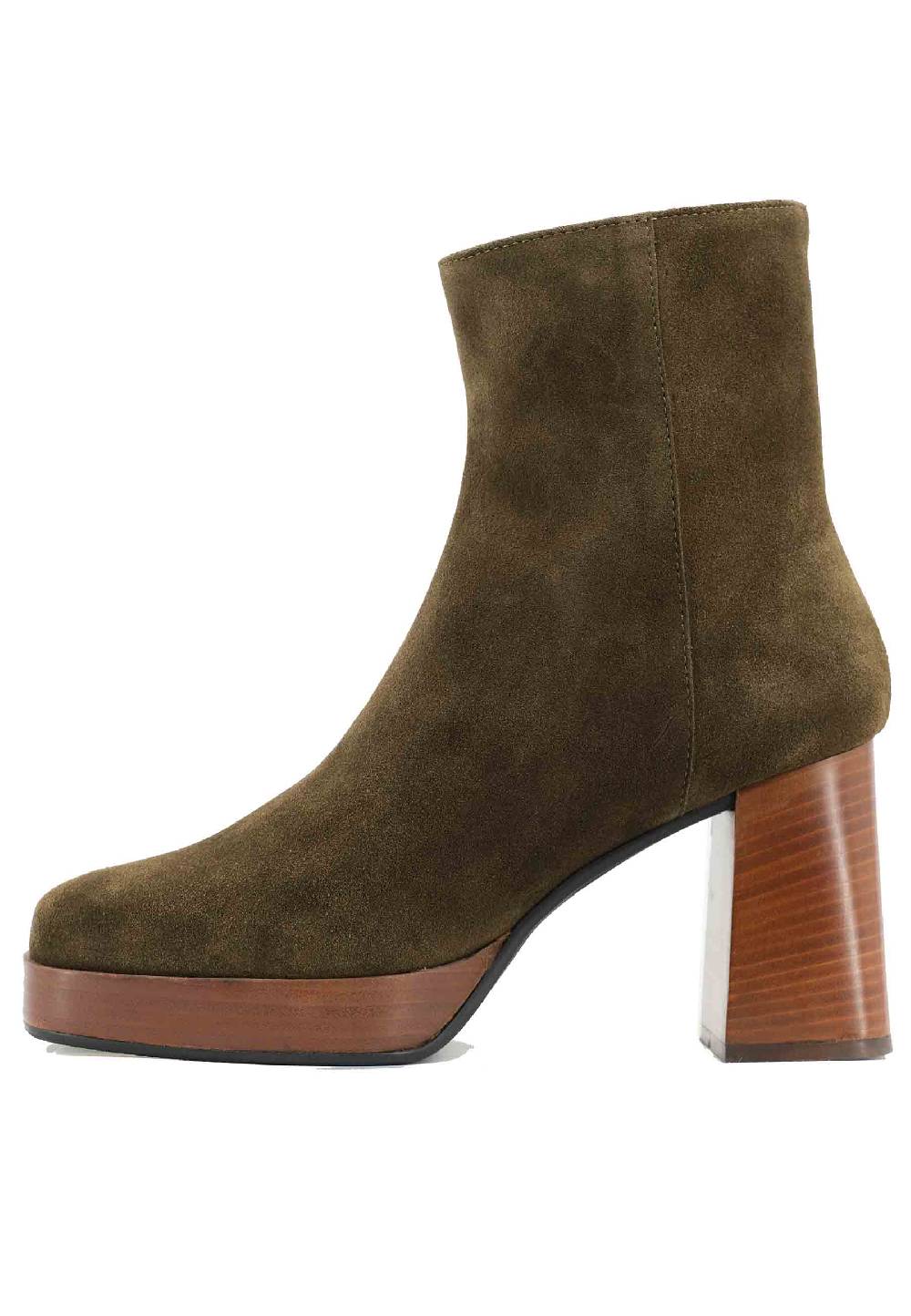 L'ARIANNA Stivaletti TR1665 in camoscio verde con tacco alto e plateau con zip esterna Sottocosto