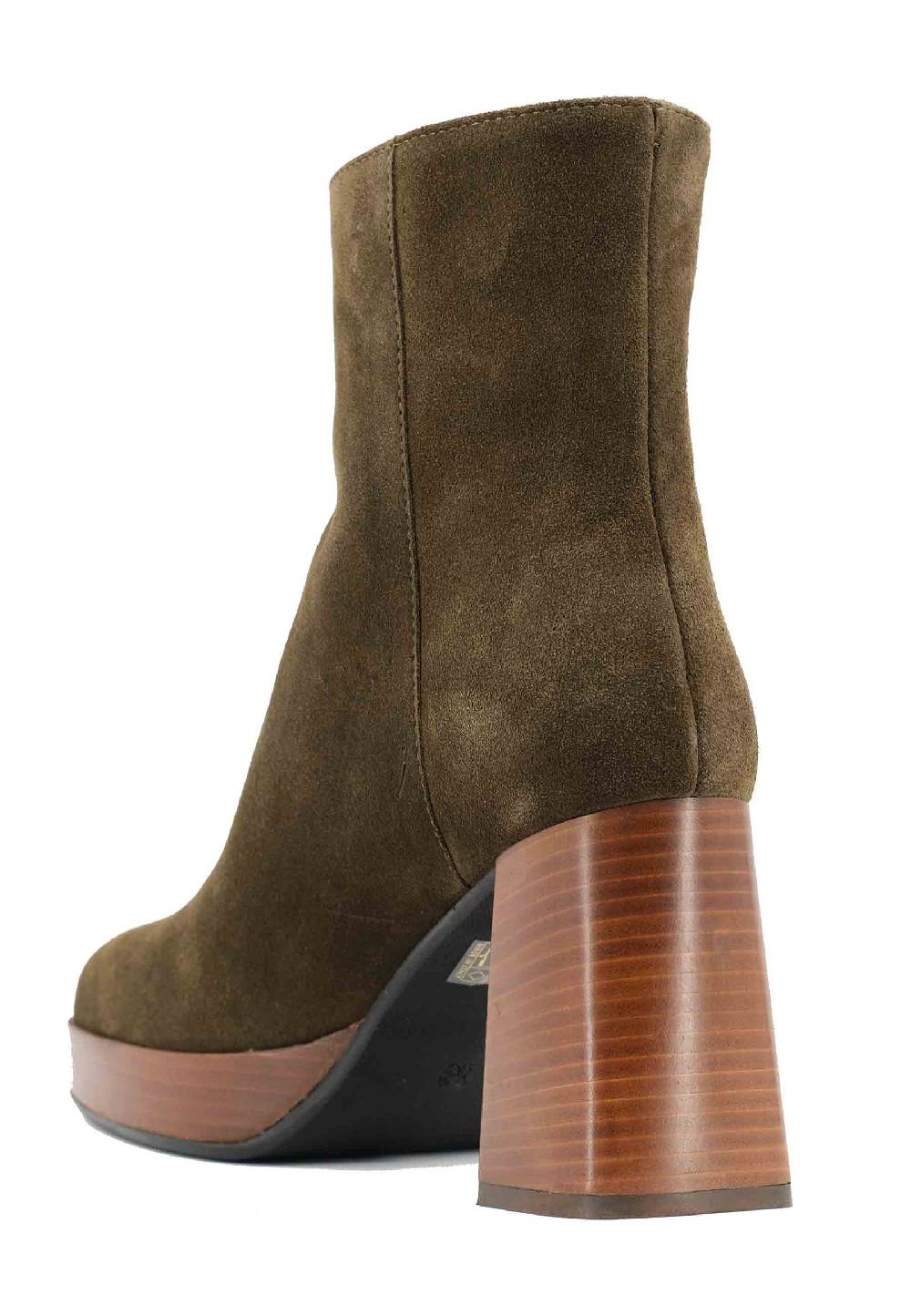 L'ARIANNA Stivaletti TR1665 in camoscio verde con tacco alto e plateau con zip esterna Sottocosto