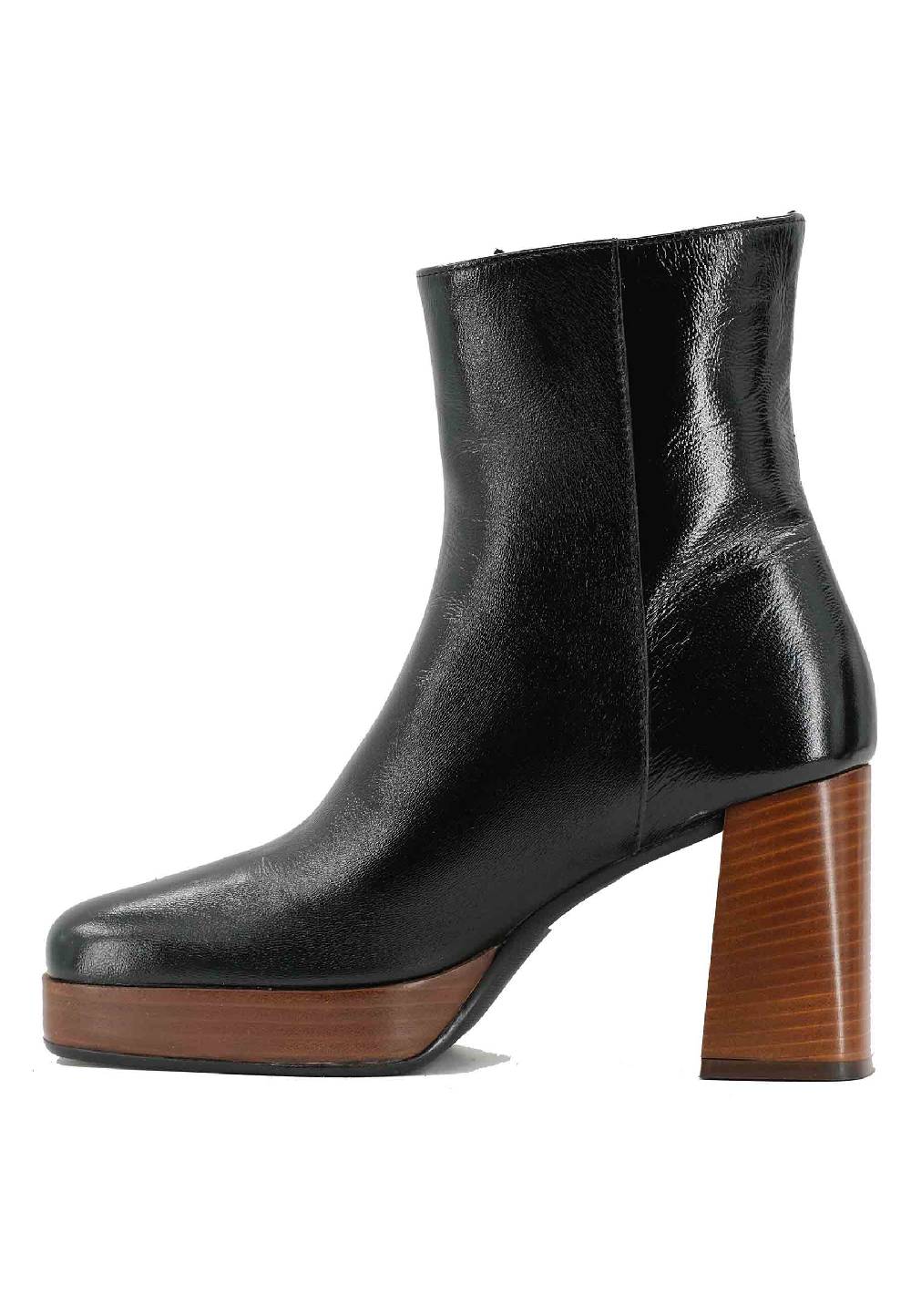 L'ARIANNA Stivaletti TR1665 in pelle nera con tacco alto e plateau con zip esterna Offerta speciale della fabbrica