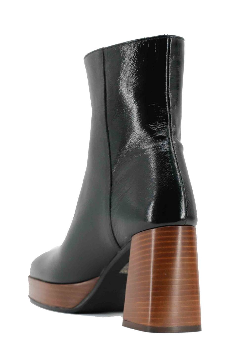 L'ARIANNA Stivaletti TR1665 in pelle nera con tacco alto e plateau con zip esterna Offerta speciale della fabbrica