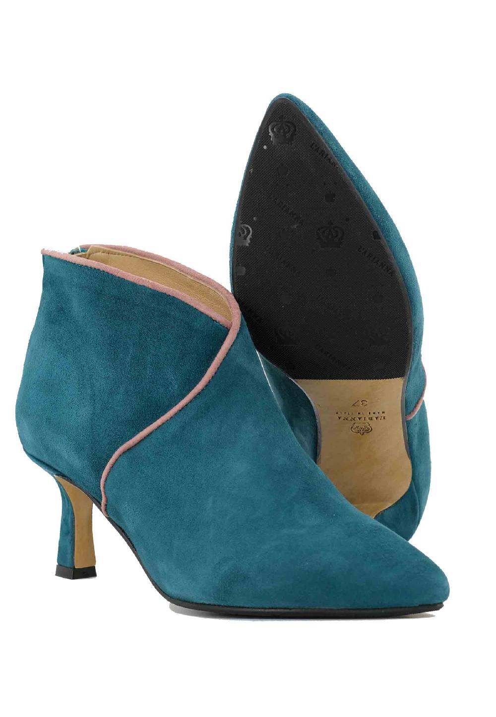 L'ARIANNA Stivaletti TR1662/RT in camoscio blu oceano con zip posteriore Presa