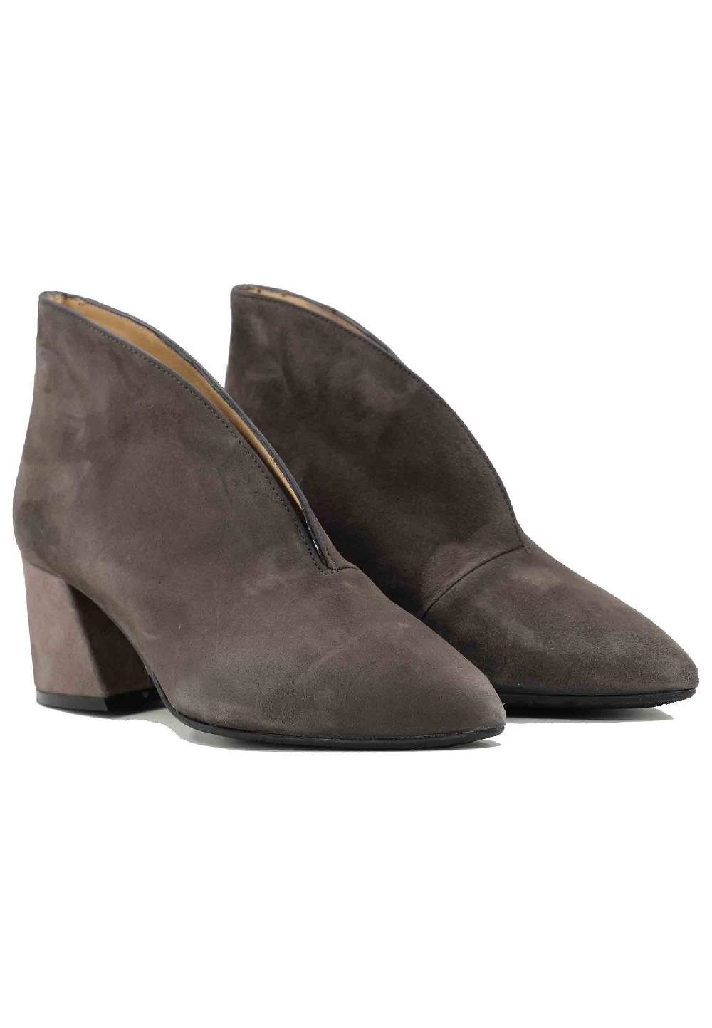 L'ARIANNA Stivaletti TR8006/G Ankle boot in camoscio grigio con tacco largo Offerta