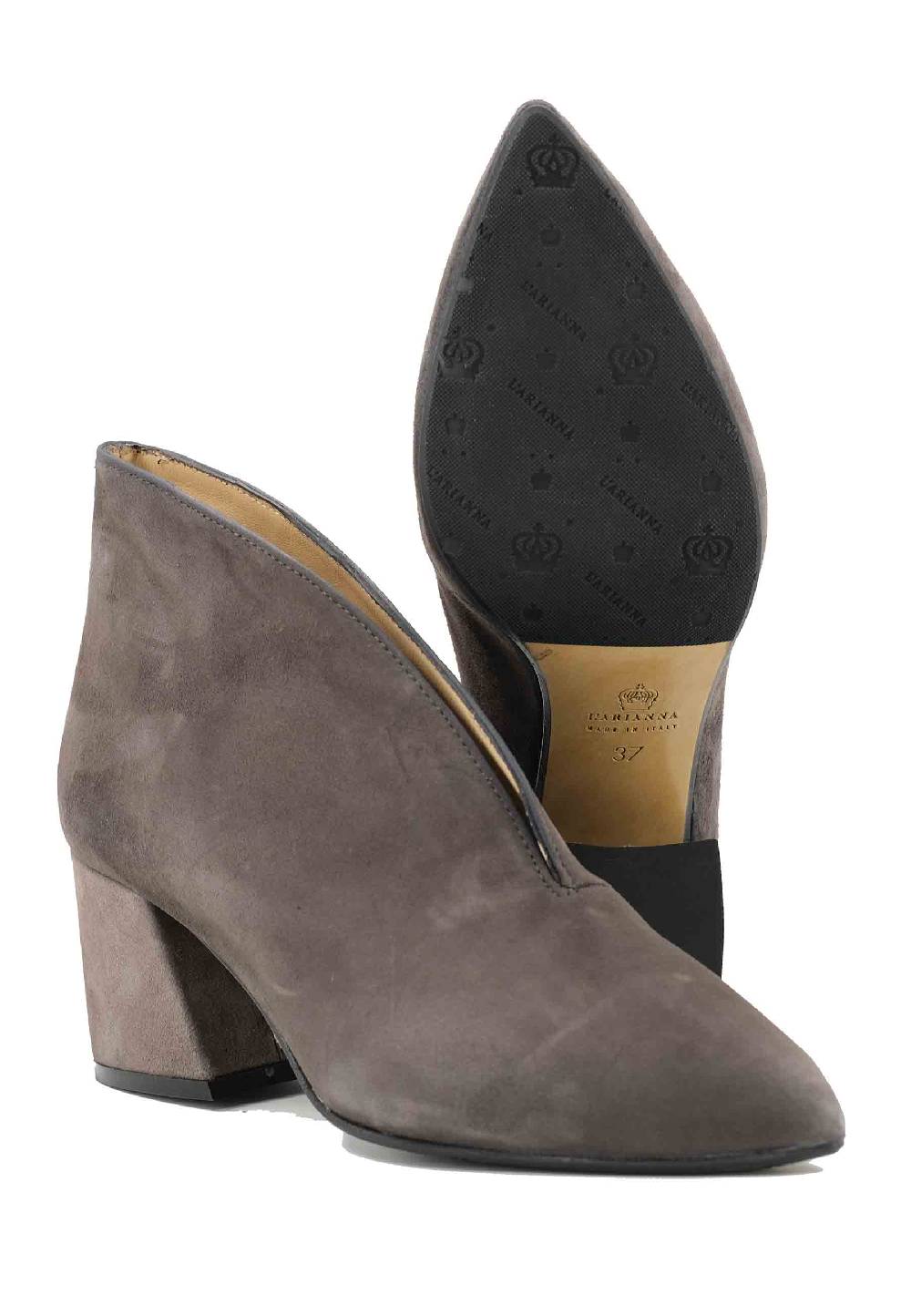 L'ARIANNA Stivaletti TR8006/G Ankle boot in camoscio grigio con tacco largo Offerta