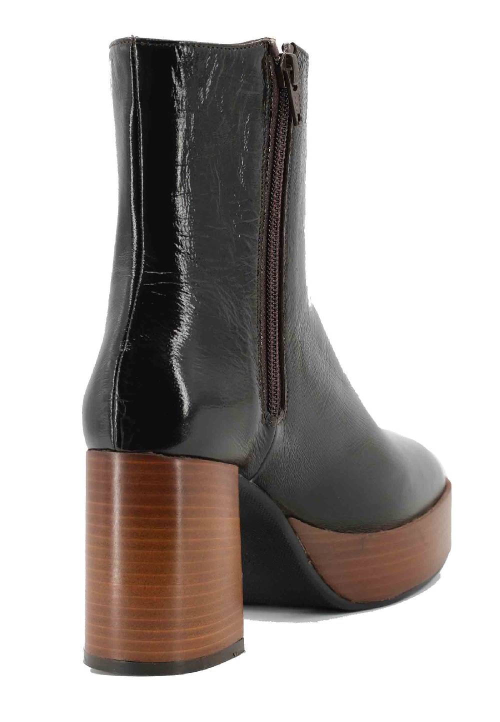 L'ARIANNA Stivaletti TR1556 in pelle testa di moro con tacco alto e plateau con zip laterale di chiusura Super sconto