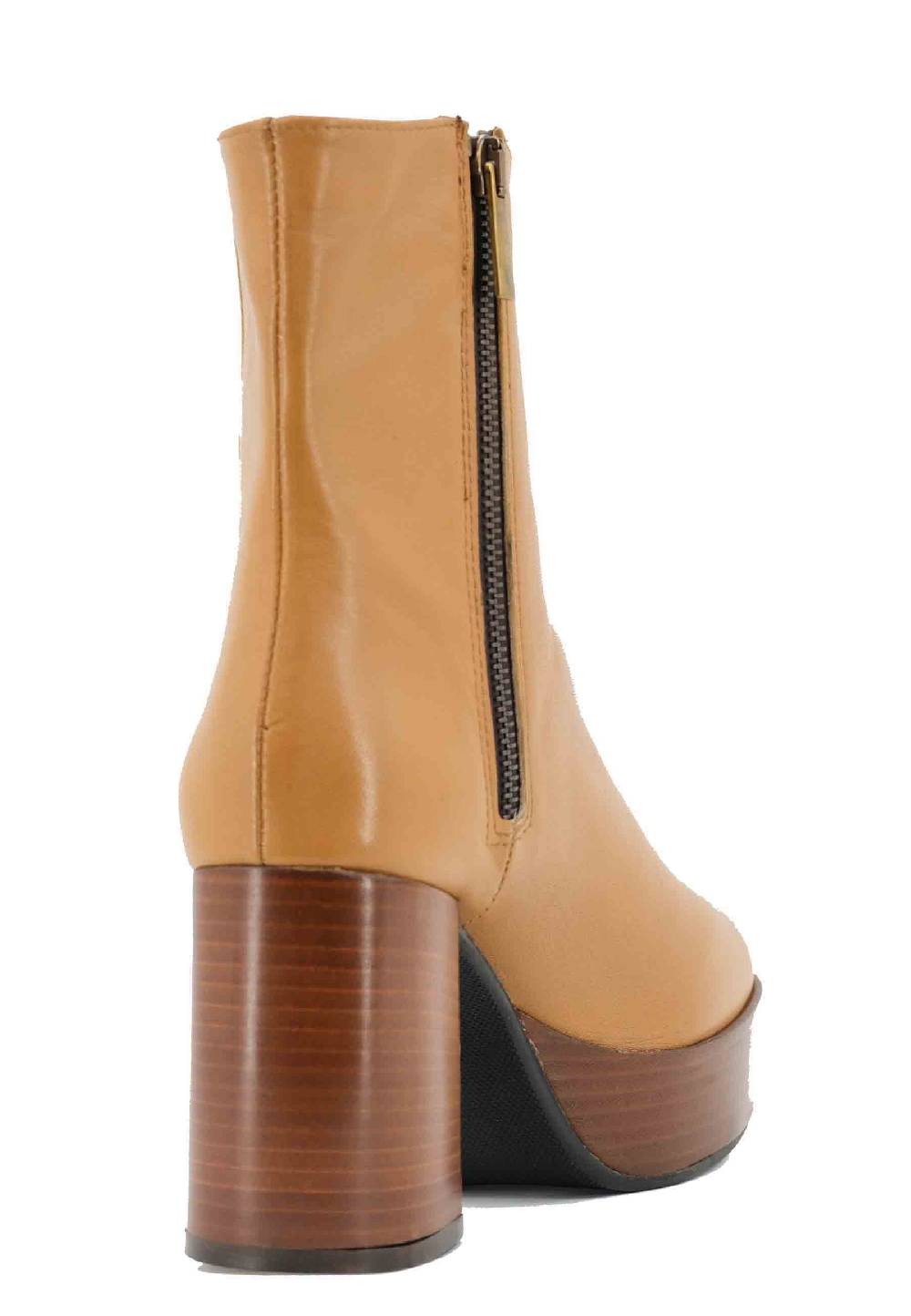 L'ARIANNA Stivaletti TR1556 in pelle senape con tacco alto e plateau con zip laterale di chiusura Online