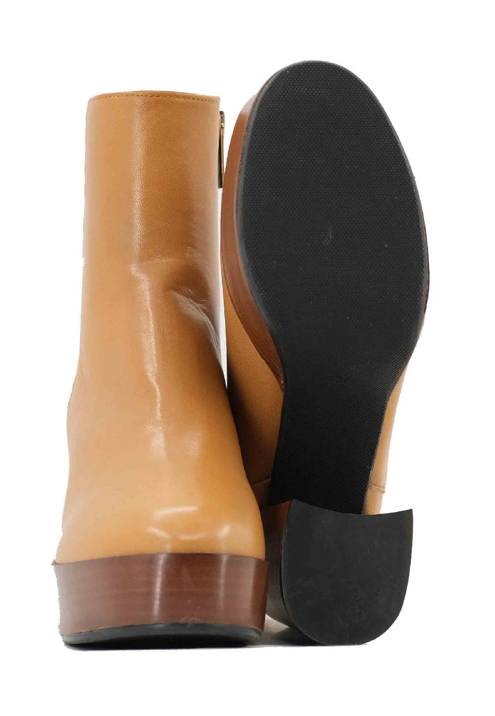 L'ARIANNA Stivaletti TR1556 in pelle senape con tacco alto e plateau con zip laterale di chiusura Online