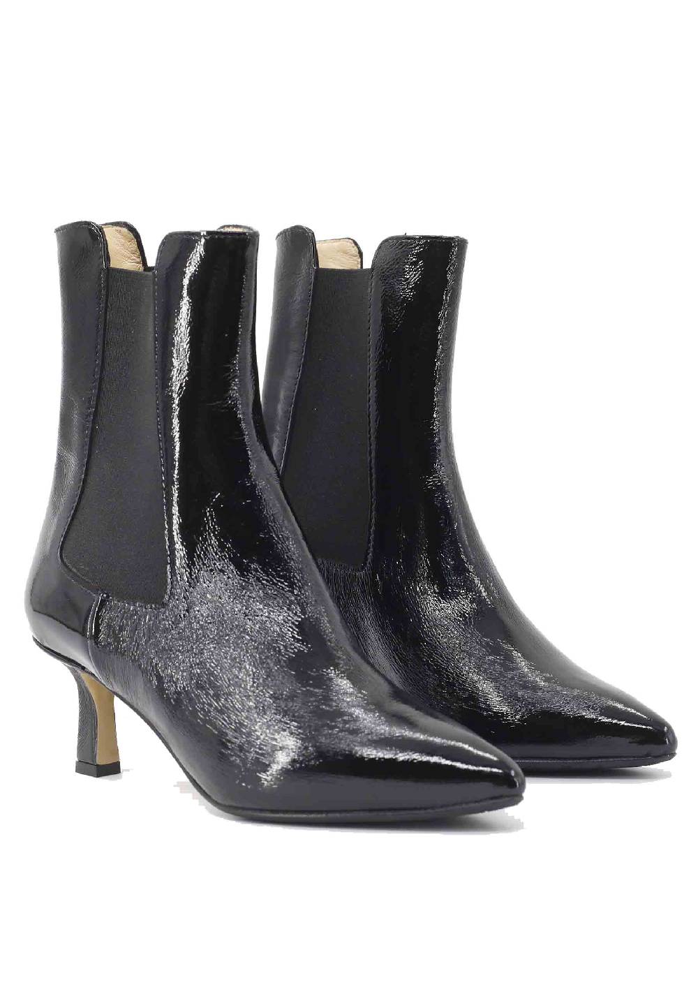 L'ARIANNA Stivaletti beatles BT 1552/RT in naplack nero con tacco medio e punta a punta 50% di sconto con spedizione gratuita