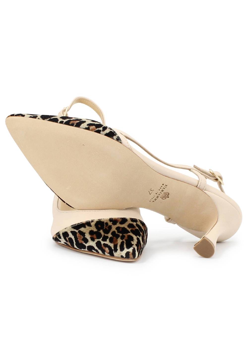 L'ARIANNA Decollete slingback ch1605/rt donna in pelle beige e tessuto animalier tacco alto l'arianna Hotsell
