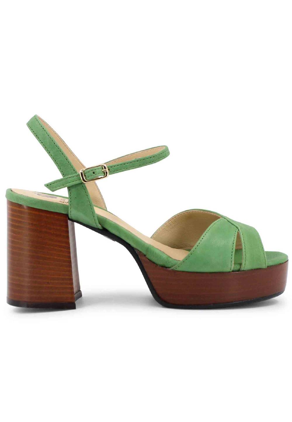 L'ARIANNA Sandali DS1639 donna in pelle verde con cinturino e tacco e plateau in cuoio Vendite Flash