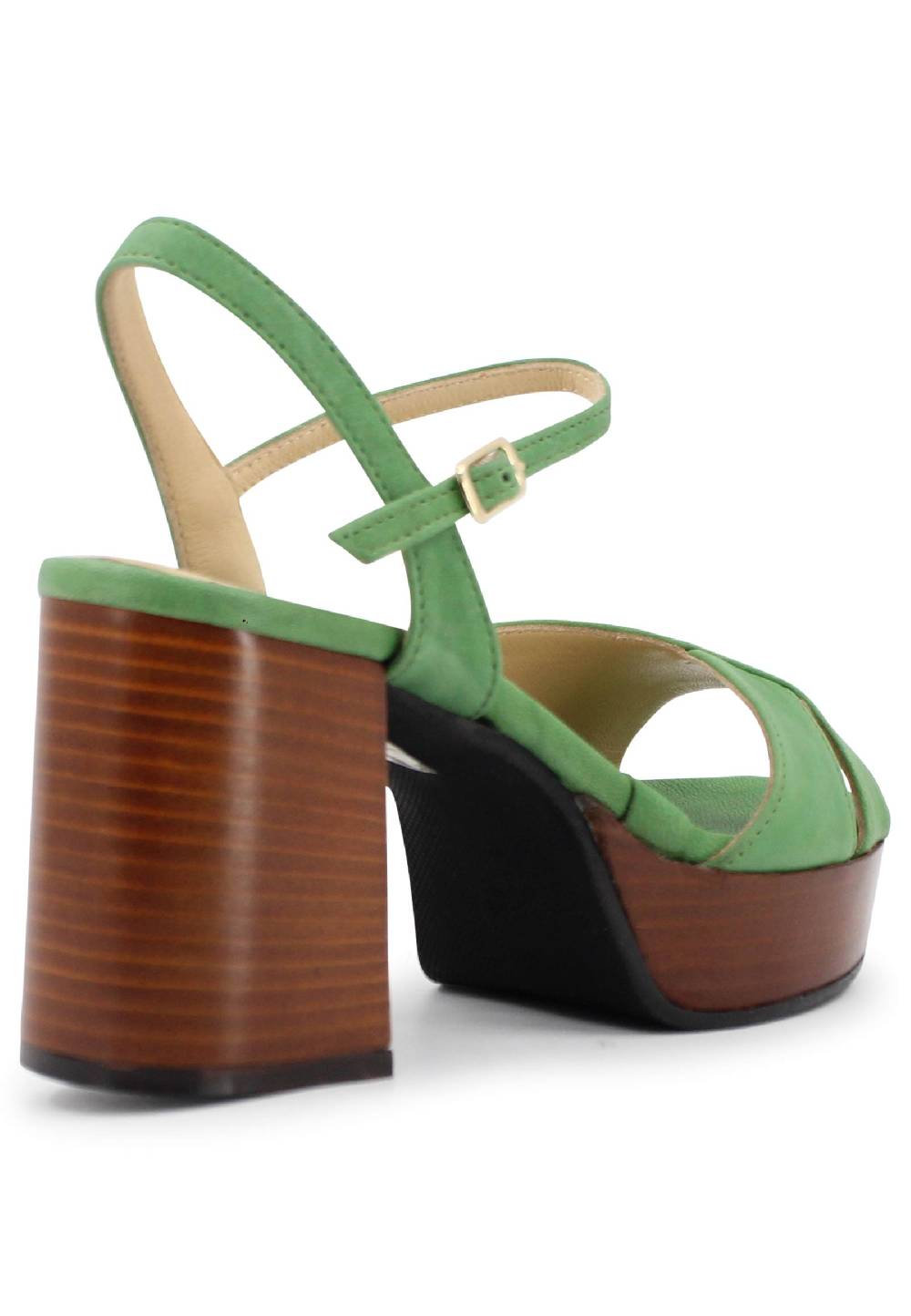 L'ARIANNA Sandali DS1639 donna in pelle verde con cinturino e tacco e plateau in cuoio Vendite Flash