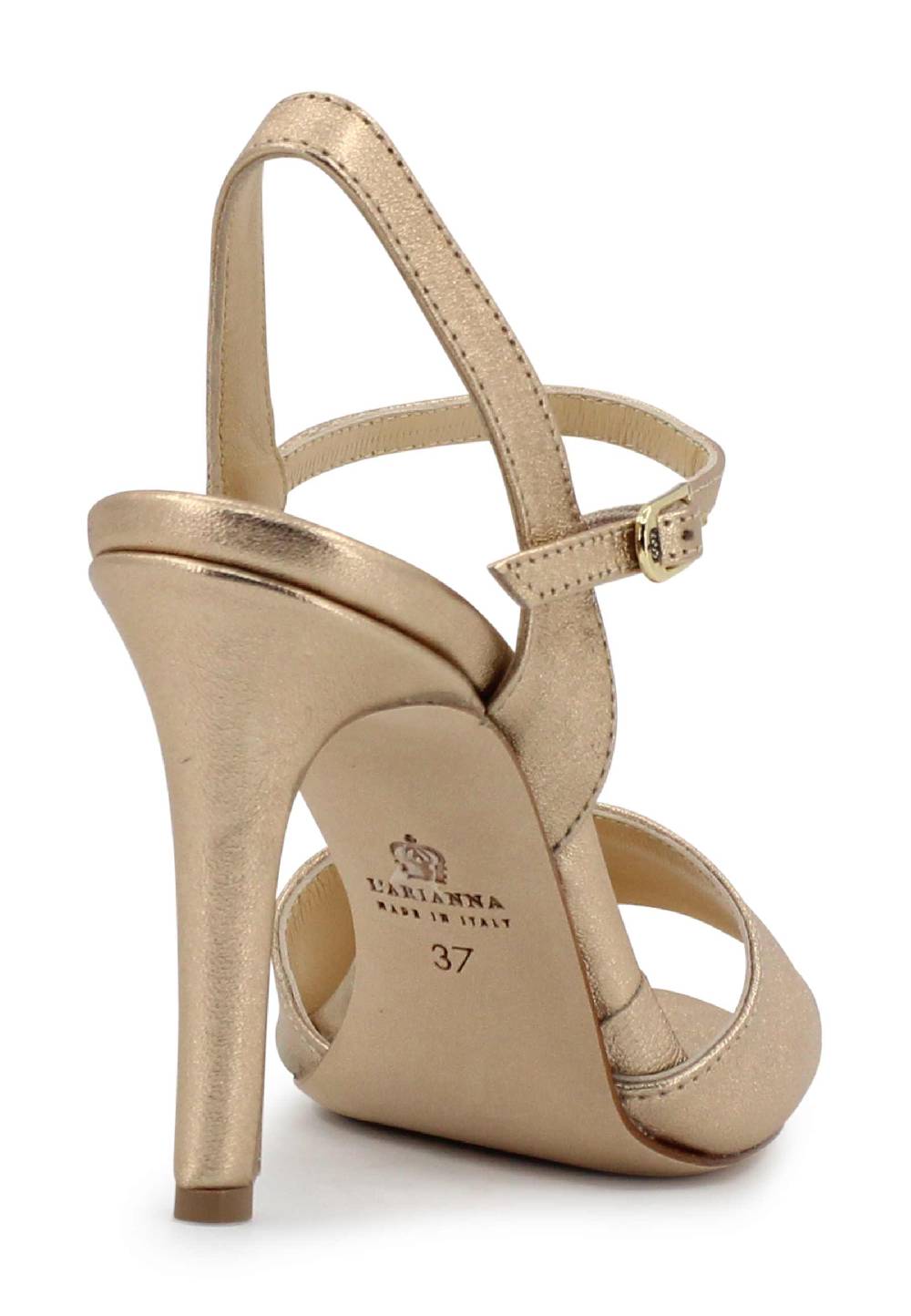 L'ARIANNA Sandali DS7053 donna in pelle laminata nude con tacco alto e cinturino alla caviglia Negozio