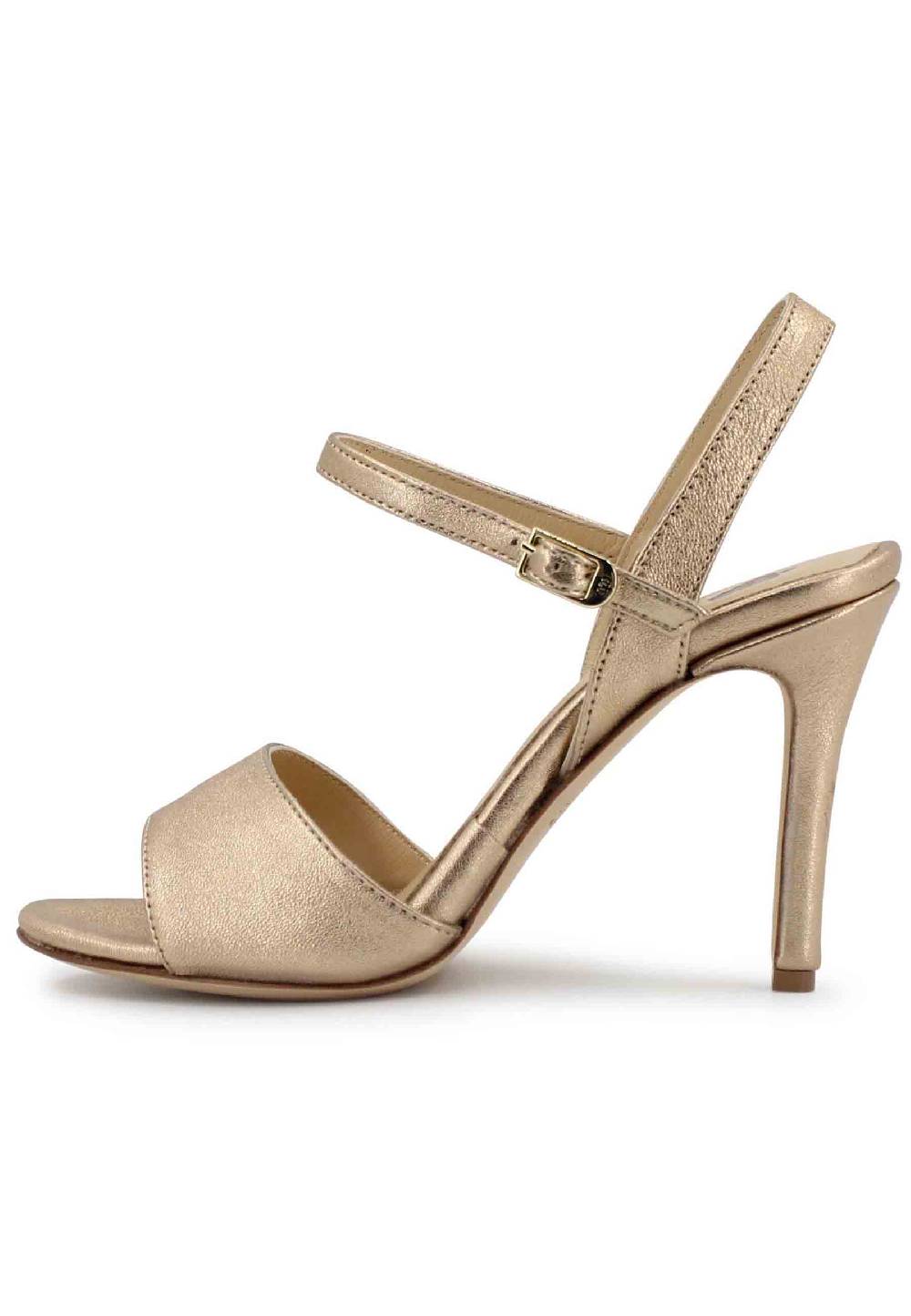 L'ARIANNA Sandali DS7053 donna in pelle laminata nude con tacco alto e cinturino alla caviglia Negozio