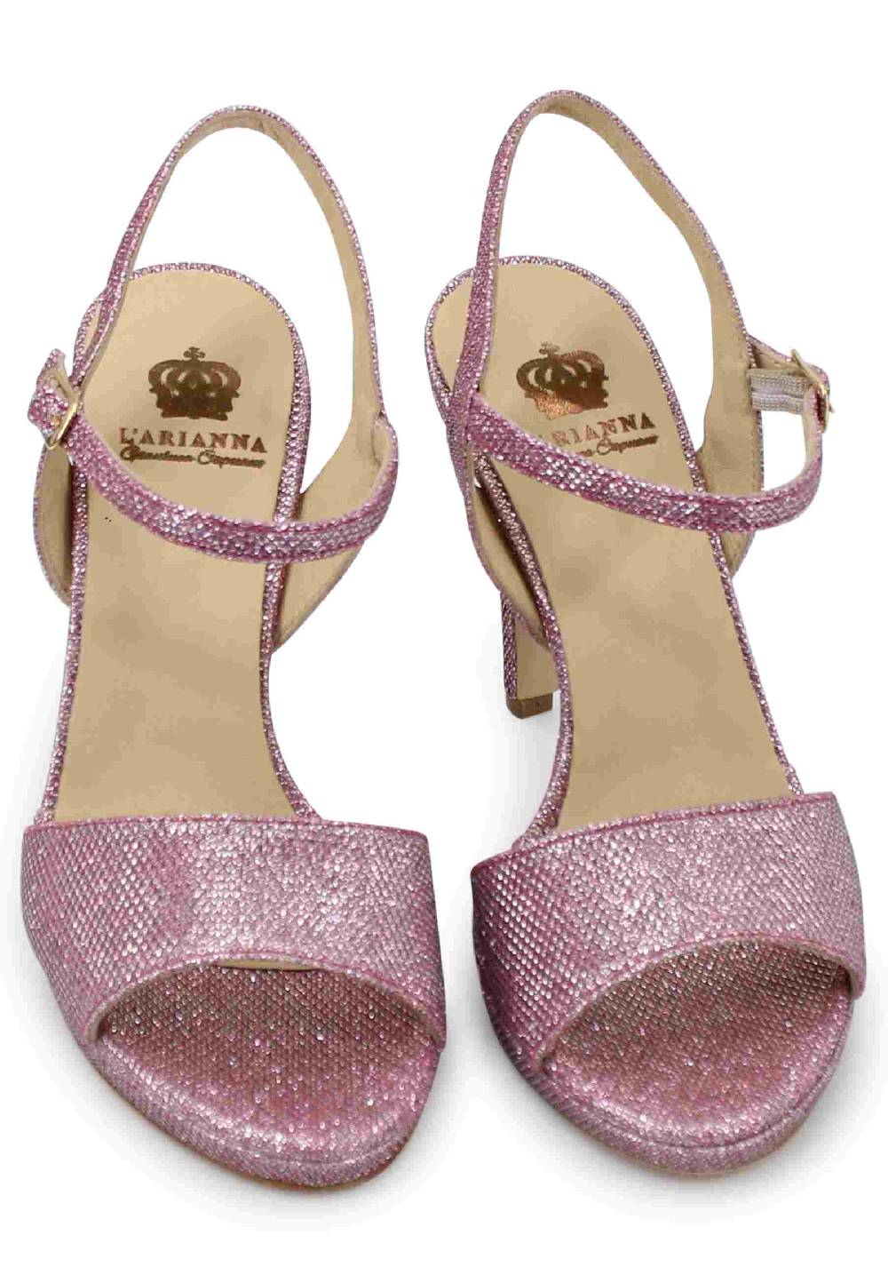 L'ARIANNA Sandali DS7055 donna in glitter rosa con tacco alto a spillo In Saldo