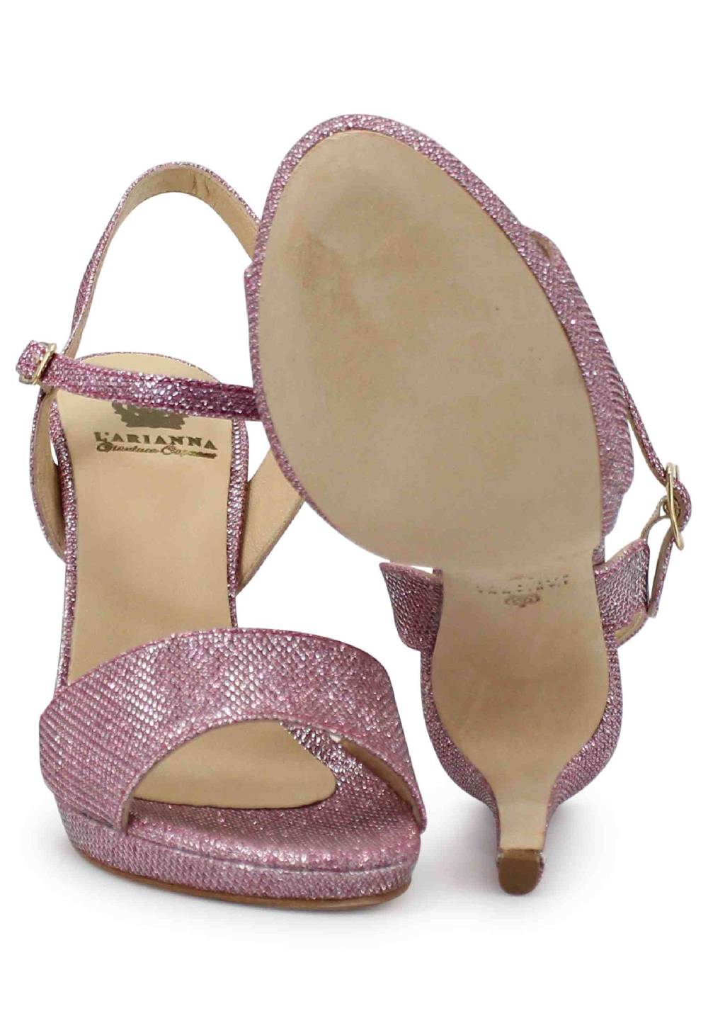 L'ARIANNA Sandali DS7055 donna in glitter rosa con tacco alto a spillo In Saldo