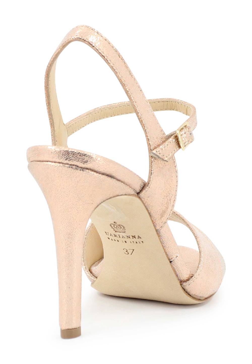 L'ARIANNA Sandali ds1643 da donna in pelle laminata salmone con tacco alto e cinturino alla caviglia 2025