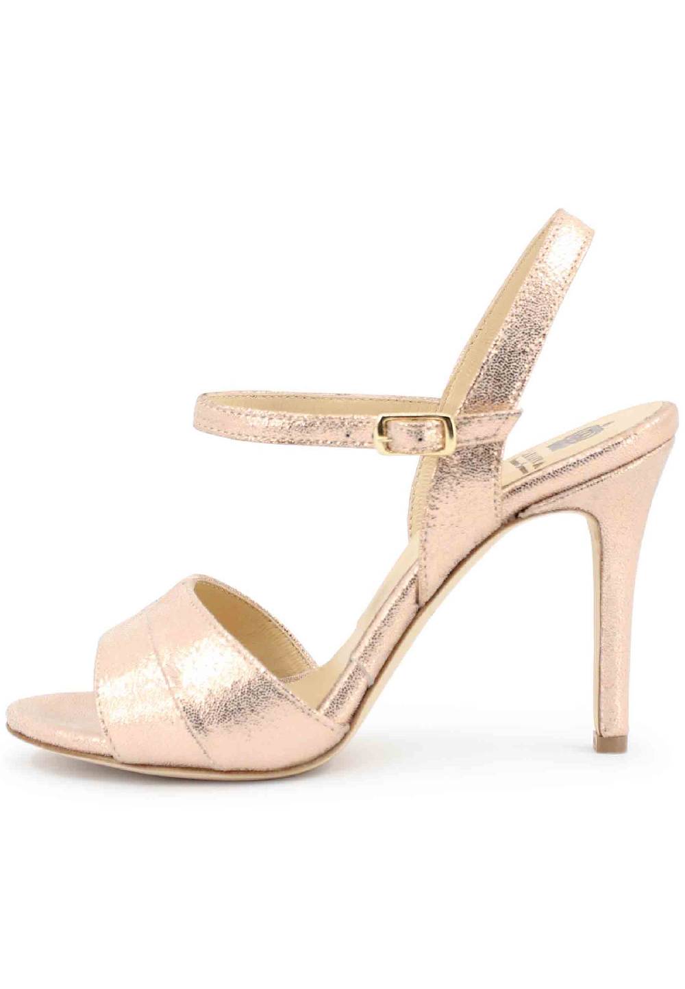 L'ARIANNA Sandali ds1643 da donna in pelle laminata salmone con tacco alto e cinturino alla caviglia 2025