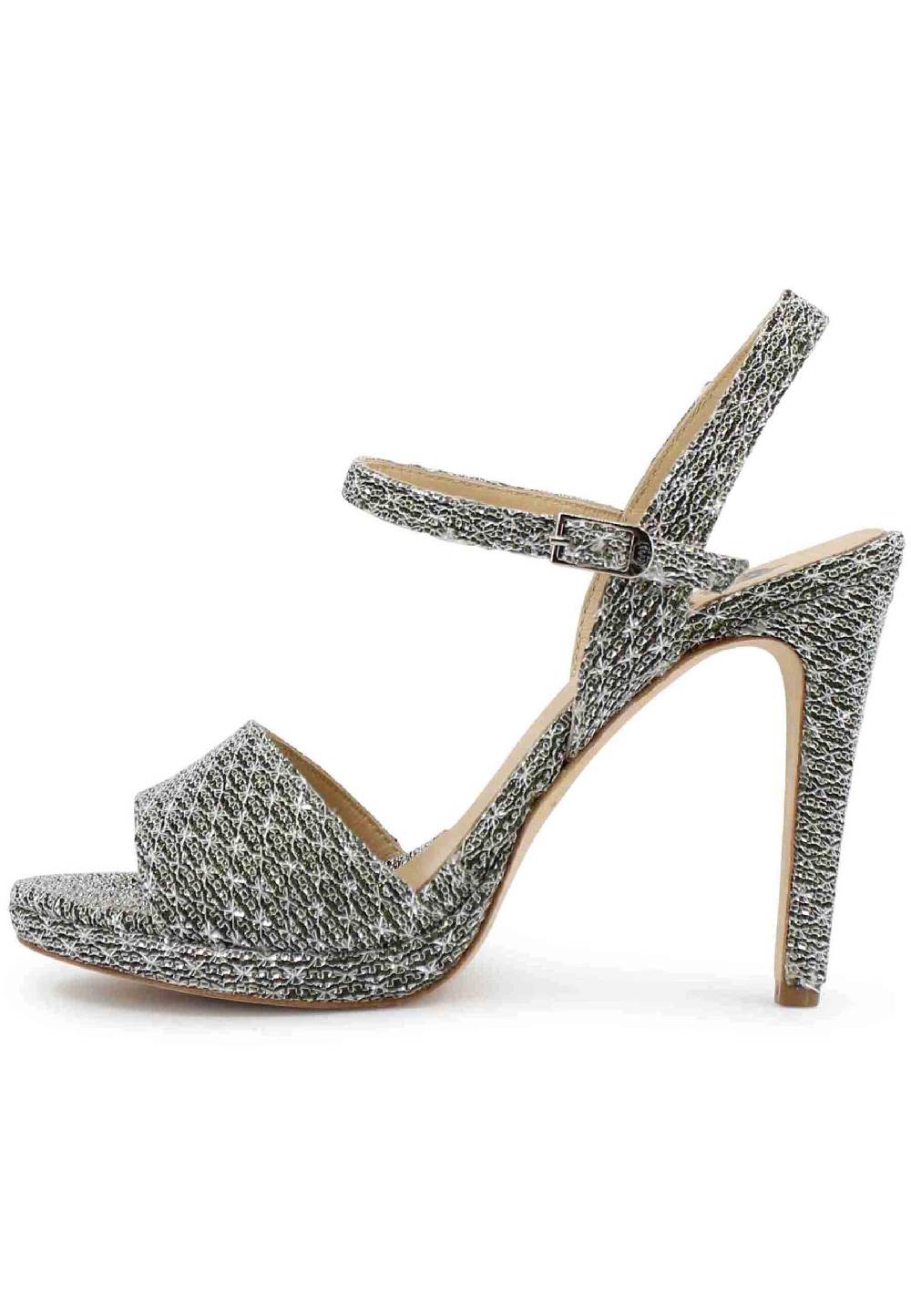 L'ARIANNA Sandali DS7055 donna in tessuto argento con tacco alto a spillo Italia