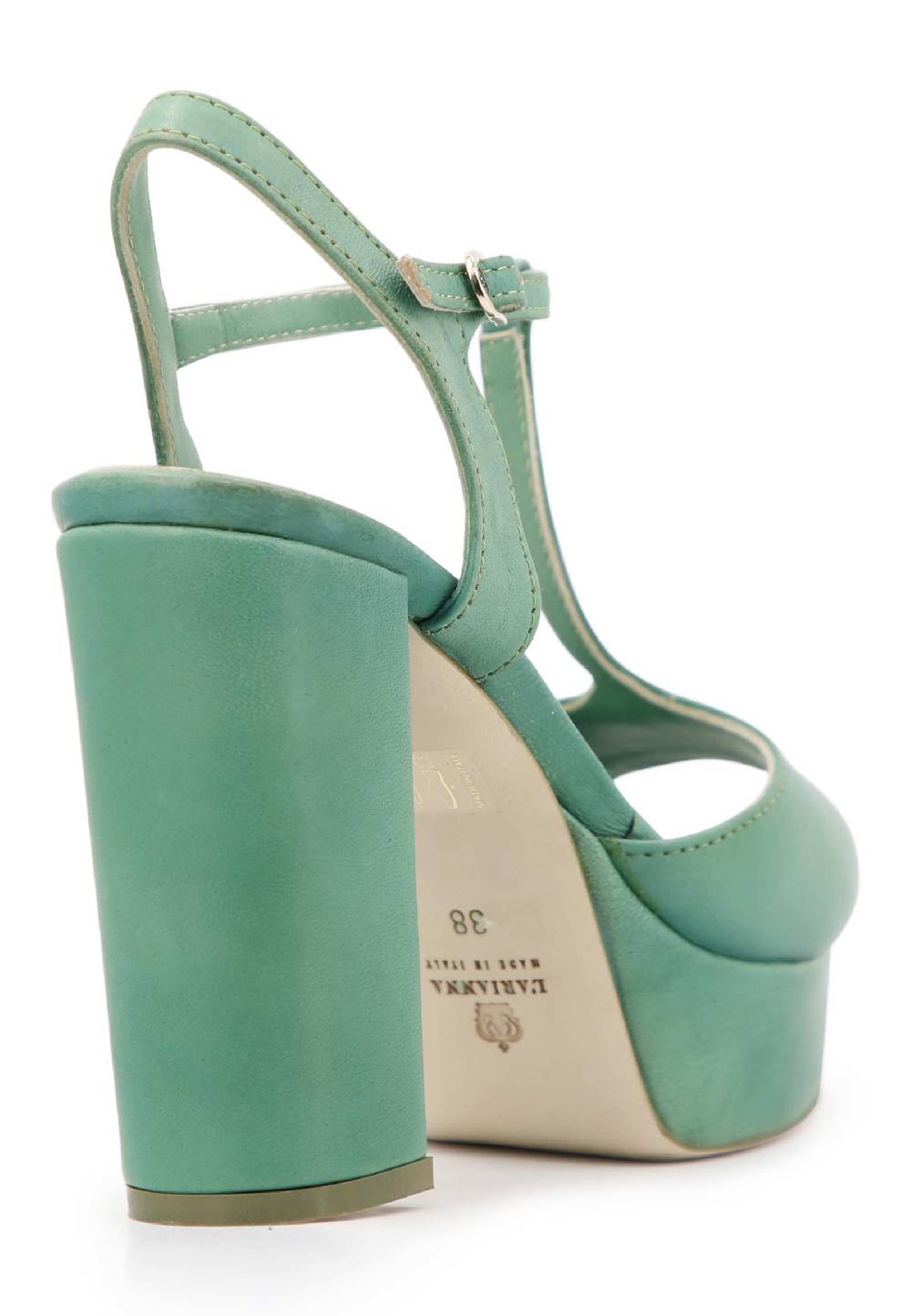 L'ARIANNA Sandali ds7010 donna in pelle verde con cinturino tacco alto e plateau Spedizione Gratuita
