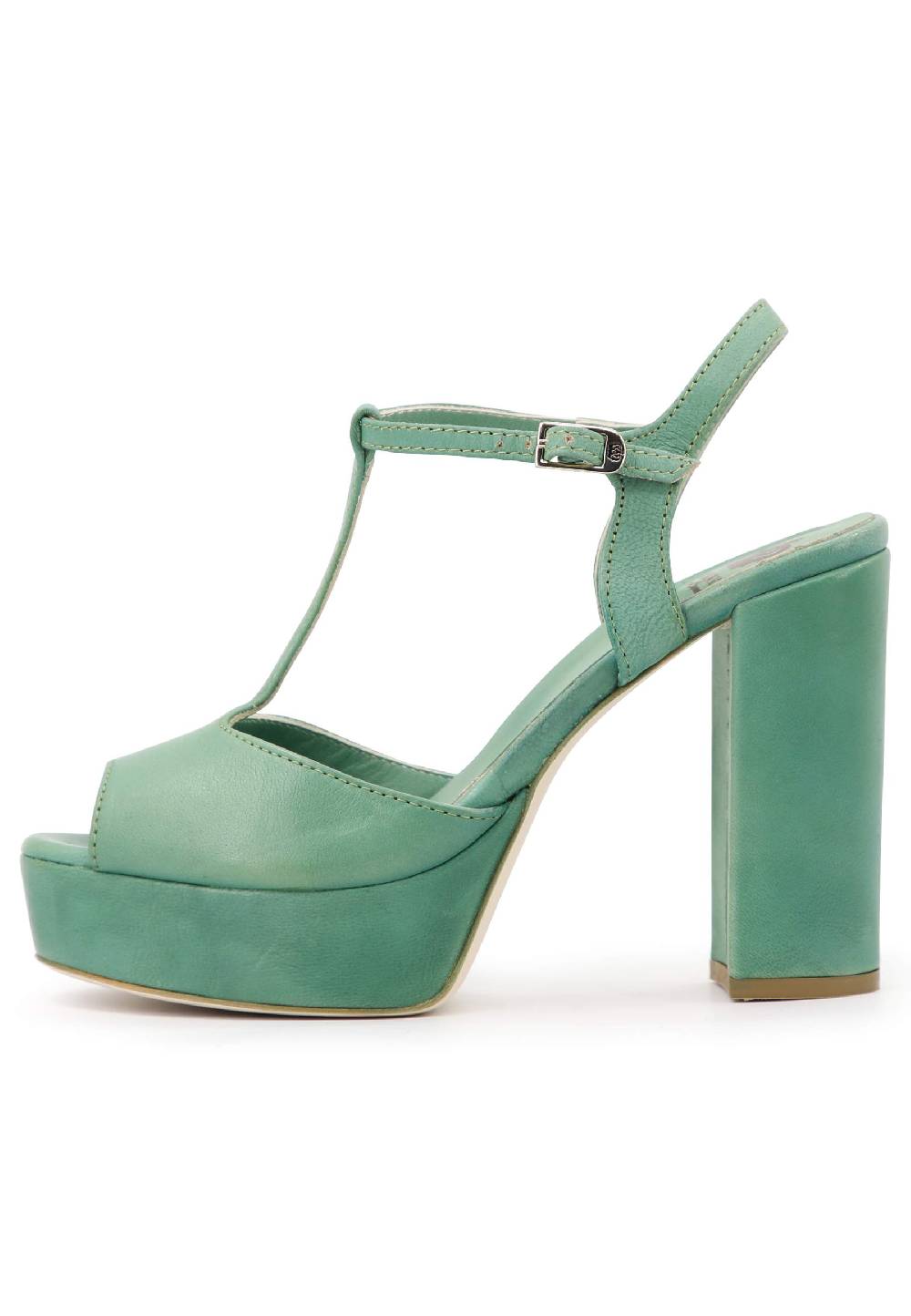 L'ARIANNA Sandali ds7010 donna in pelle verde con cinturino tacco alto e plateau Spedizione Gratuita