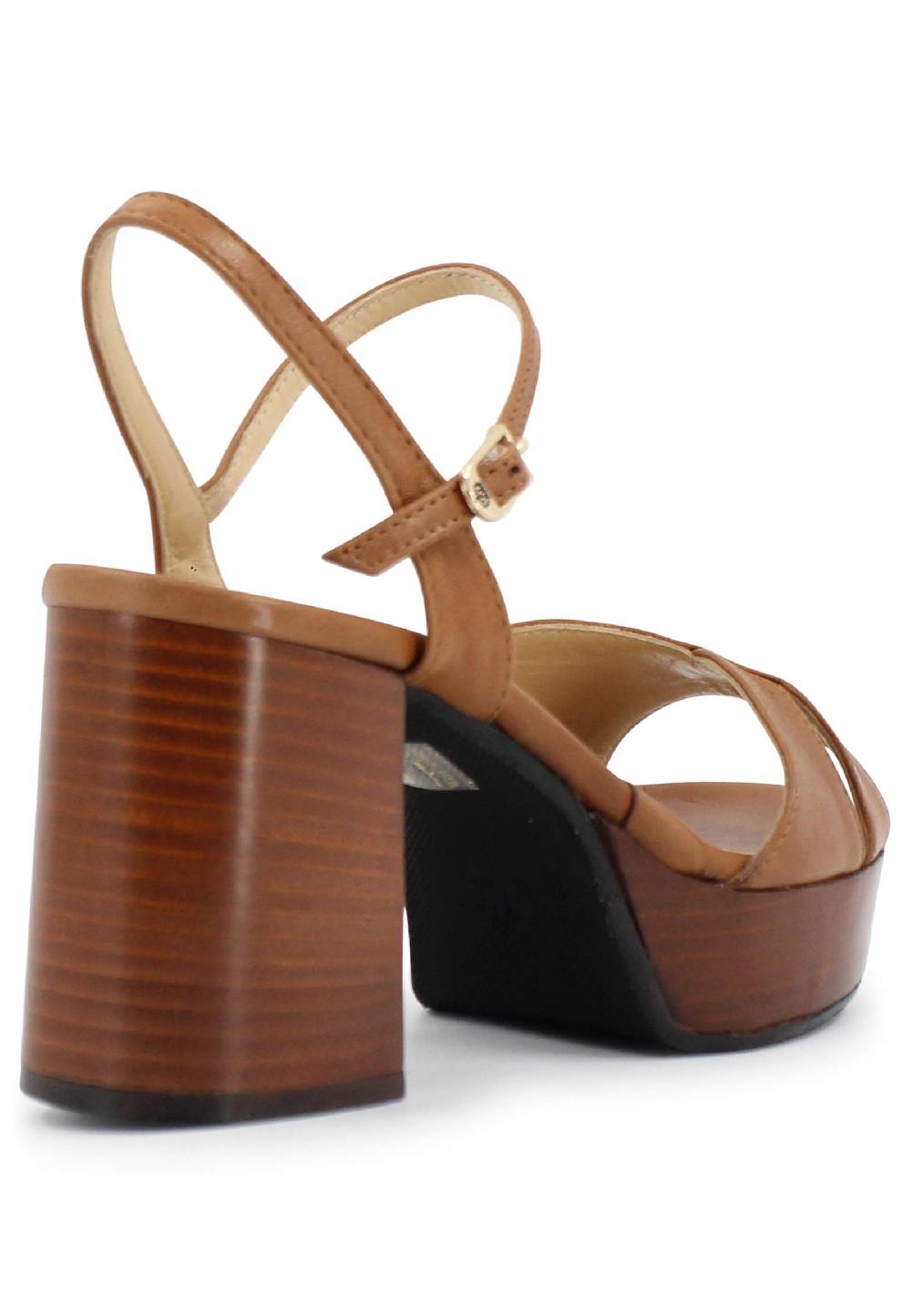 L'ARIANNA Sandali DS1639 donna in pelle cuoio con cinturino e tacco e plateau in cuoio Vendita