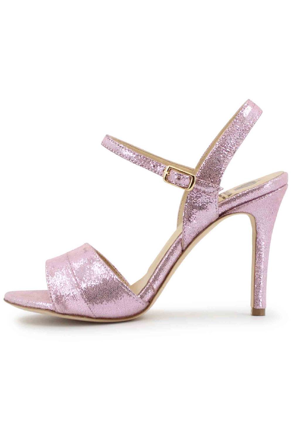 L'ARIANNA Sandali ds1643 da donna in pelle laminata rosa con tacco alto e cinturino alla caviglia Promozione