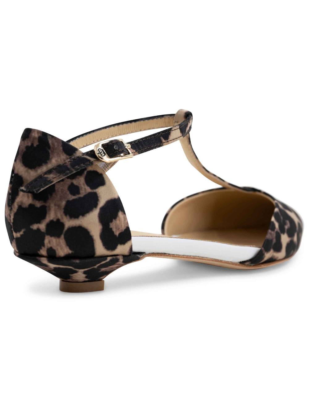 L'ARIANNA sandali tg1110 donna in raso animalier e pelle bianca con tacco basso e cinturino Pezzi Unici
