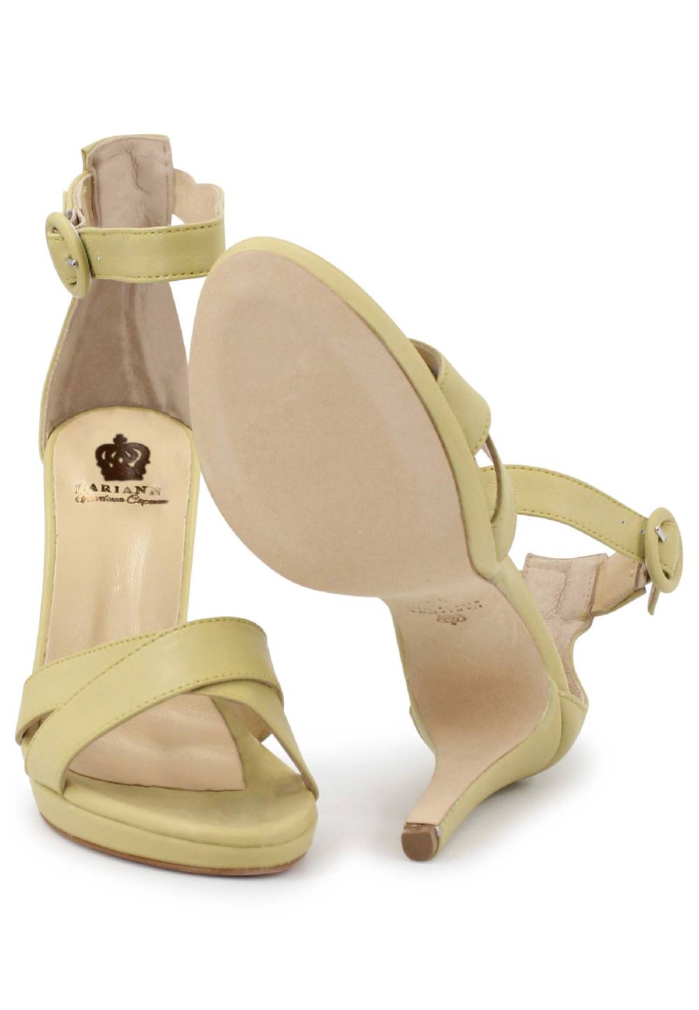 L'ARIANNA Sandali DS1507 donna in pelle verde con tacco alto e cinturino alla caviglia Negozi Online