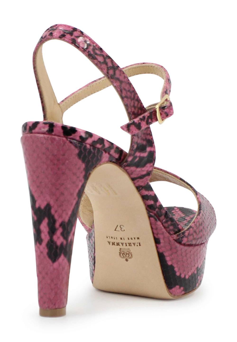 L'ARIANNA Sandali DS1610 donna in pelle stampata rosa con tacco alto e plateau Consegna Veloce