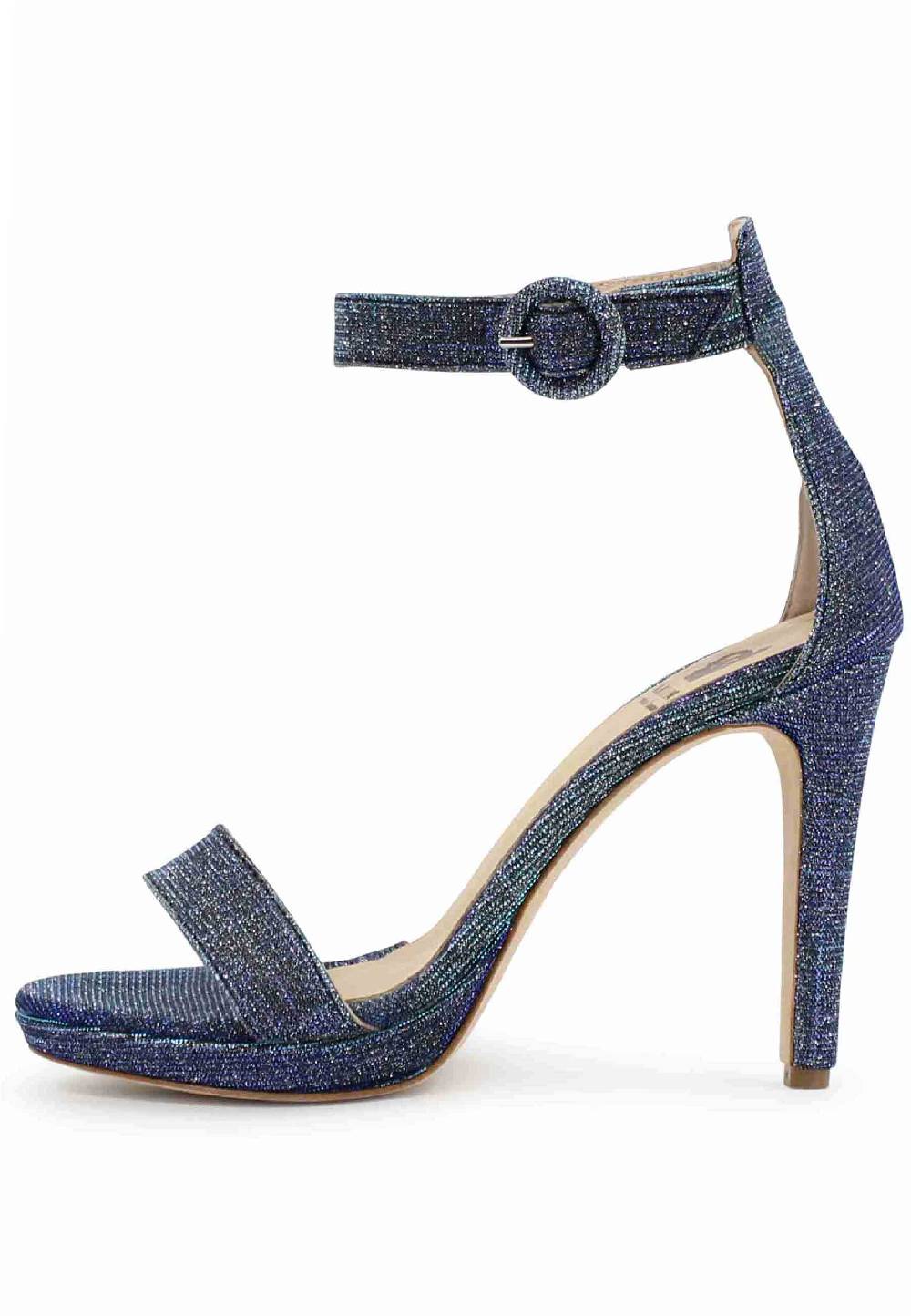 L'ARIANNA Sandali DS7016 donna in tessuto luminor jeans tacco alto e cinturino alla caviglia Promozione Limitata