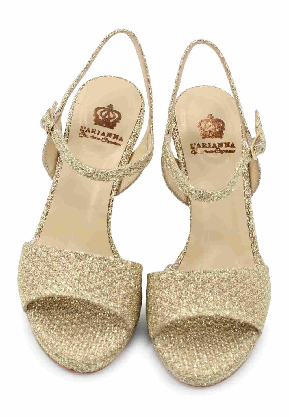 L'ARIANNA Sandali DS7055 donna in tessuto oro con tacco alto a spillo Fino Al -60%