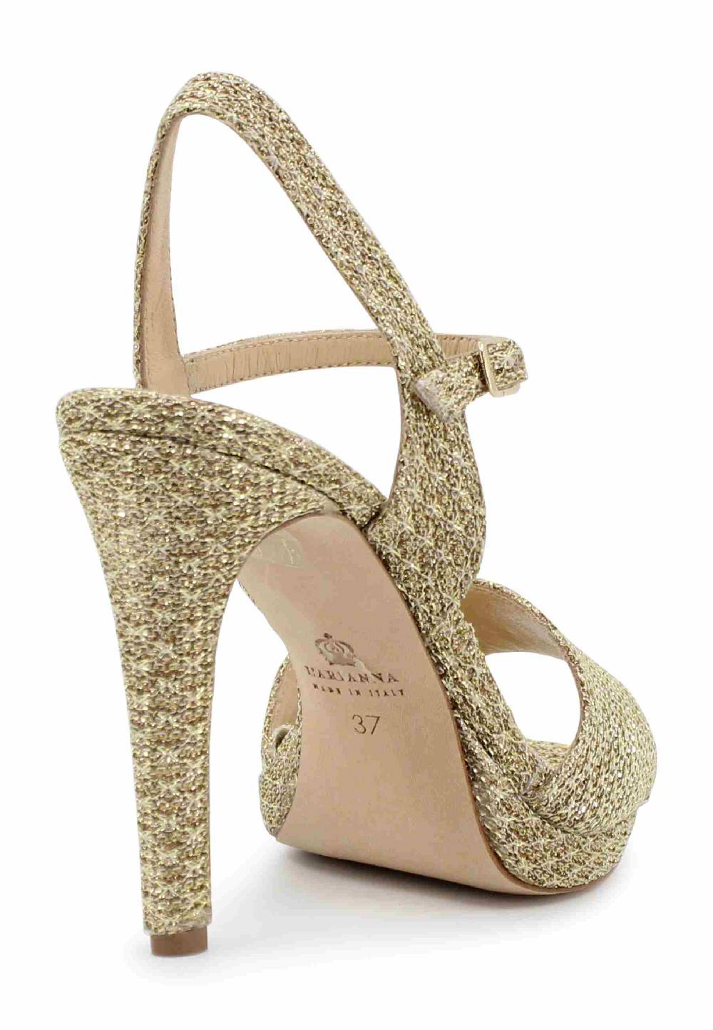 L'ARIANNA Sandali DS7055 donna in tessuto oro con tacco alto a spillo Fino Al -60%