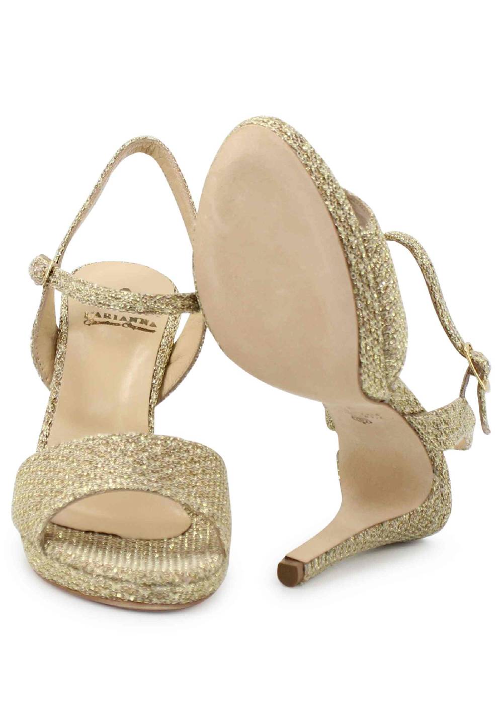 L'ARIANNA Sandali DS7055 donna in tessuto oro con tacco alto a spillo Fino Al -60%