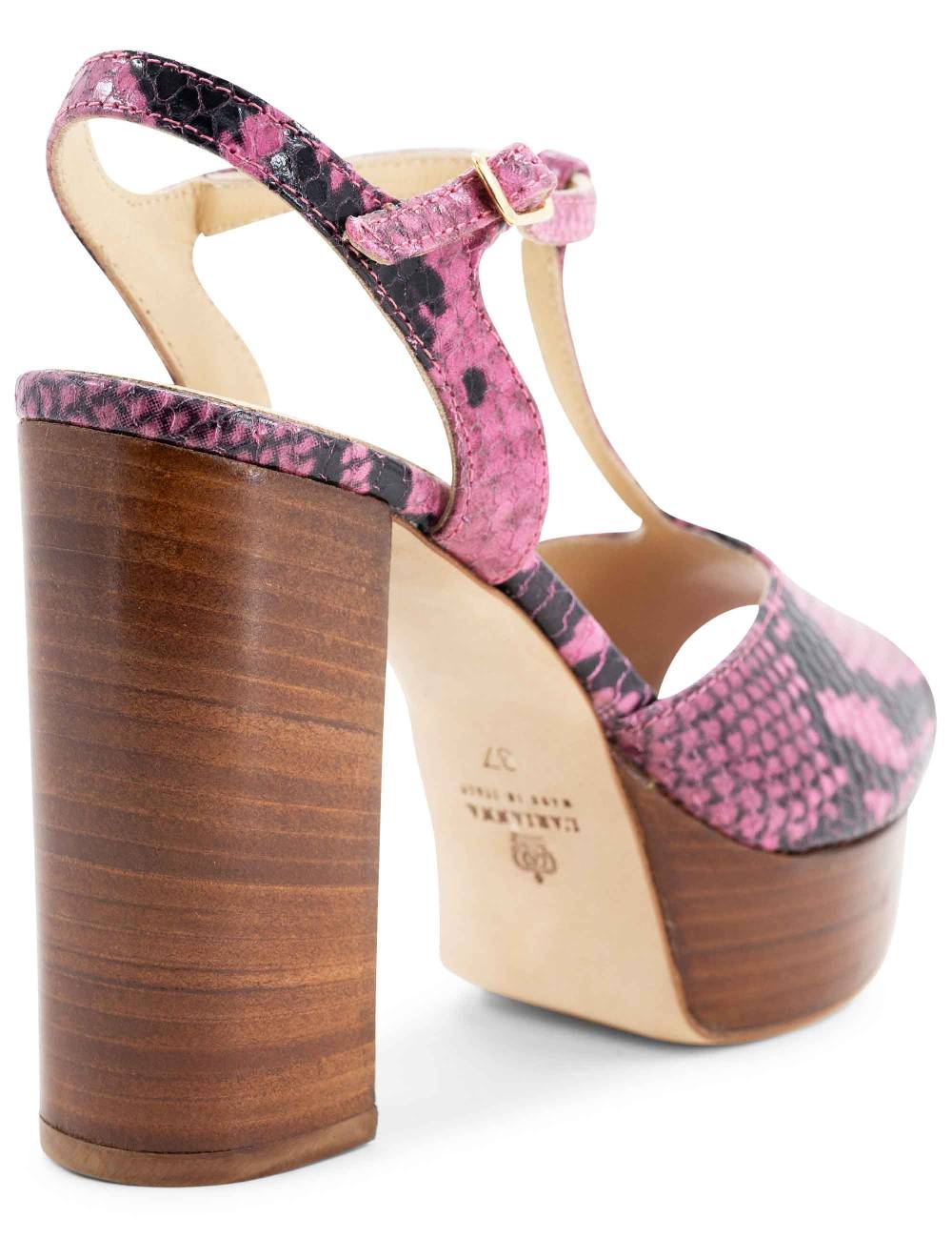 L'ARIANNA Sandali ds7010 donna in pelle stampata rosa con cinturino tacco alto e plateau Shopping Online