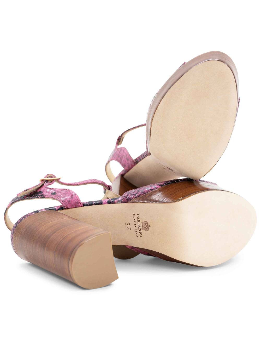 L'ARIANNA Sandali ds7010 donna in pelle stampata rosa con cinturino tacco alto e plateau Shopping Online