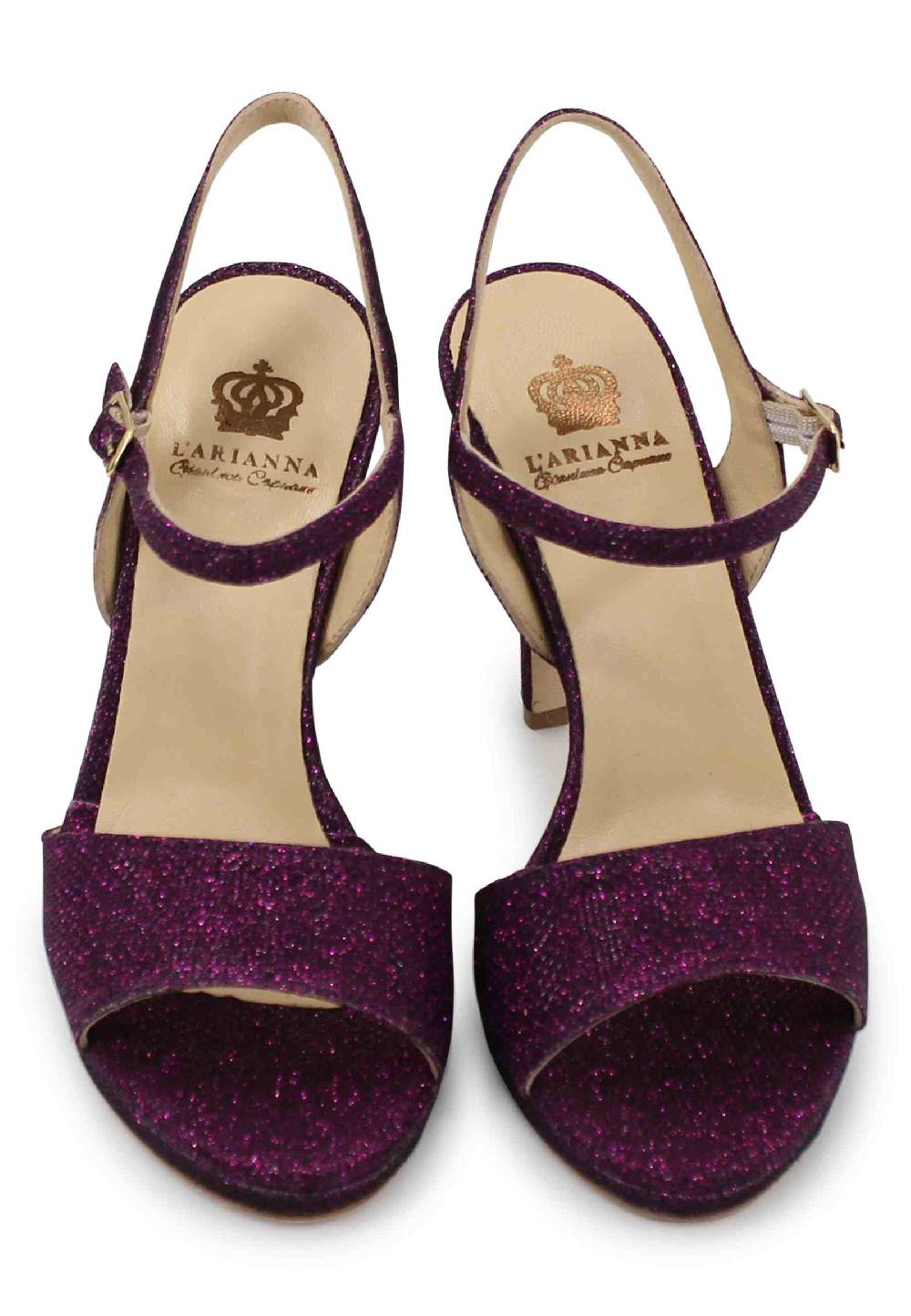 L'ARIANNA Sandali DS7055 donna in glitter viola con tacco alto a spillo Prezzo Ridotto